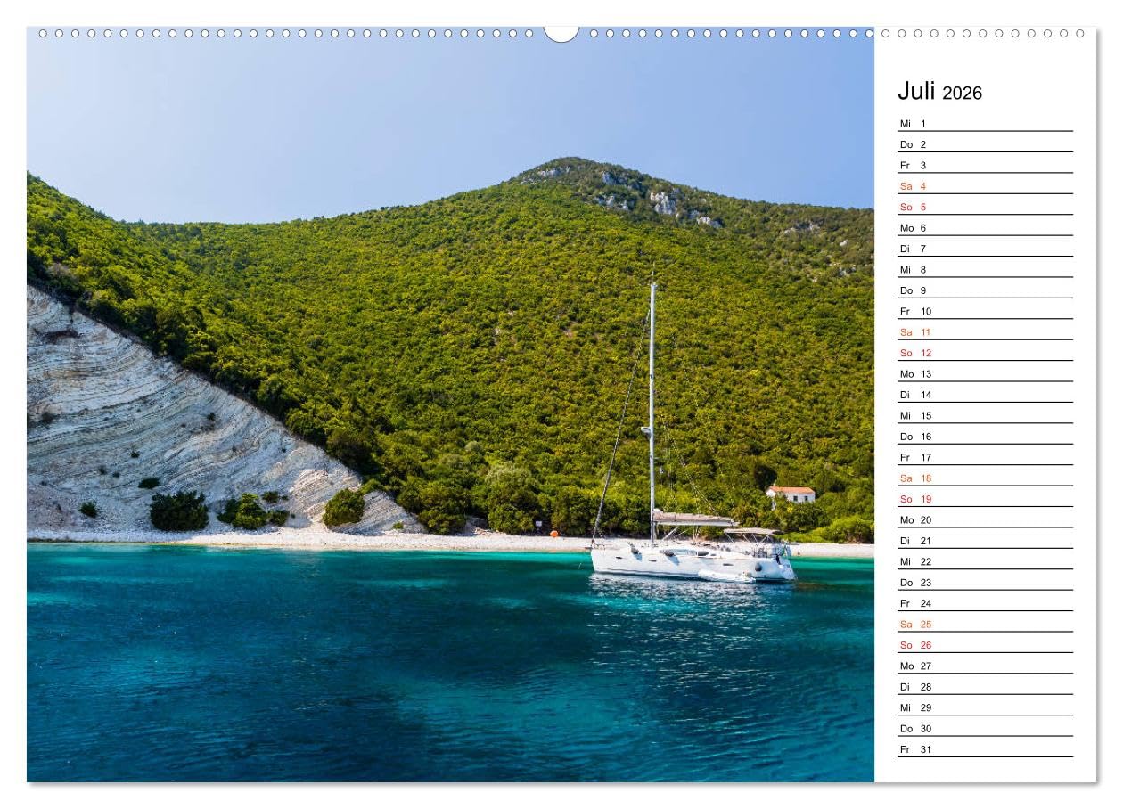 Griechische Inseln im Ionischen Meer (hochwertiger Premium Wandkalender 2026 DIN A2 quer), Kunstdruck in Hochglanz: Von Korfu bis Kefalonia, griechische Inseln entdecken (CALVENDO Natur)