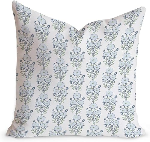 Miniatura 6 de Cojín de chinoiserie oriental con diseño de flores azul cielo claro en monzón, funda de almohada de acuarela chinoiserie con cremallera para