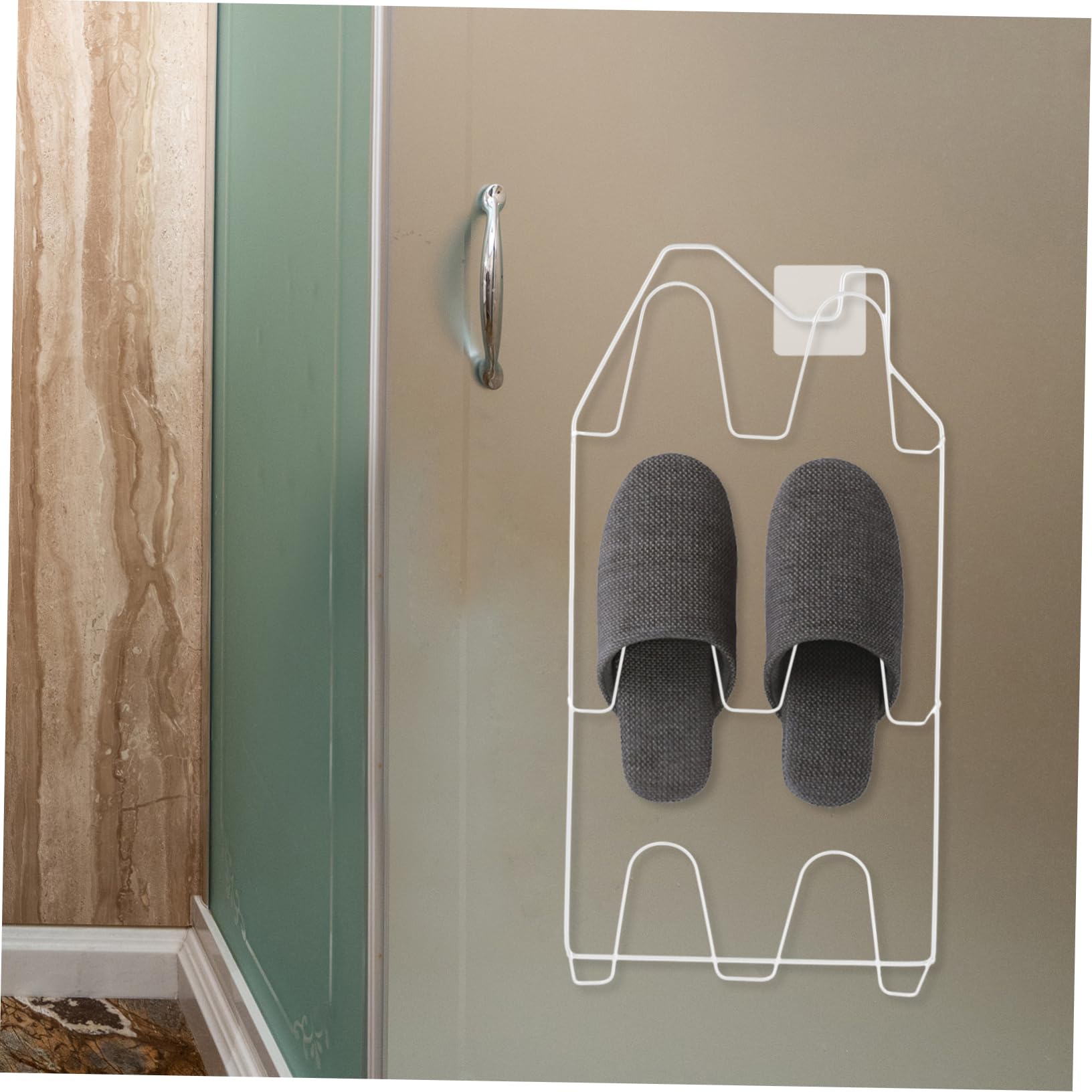 Happyyami Small Shoe Rack for Closet Wall-Mounted Slipper Rack Iron Slippers Storage Easy to Install for Bathroom Kitchen