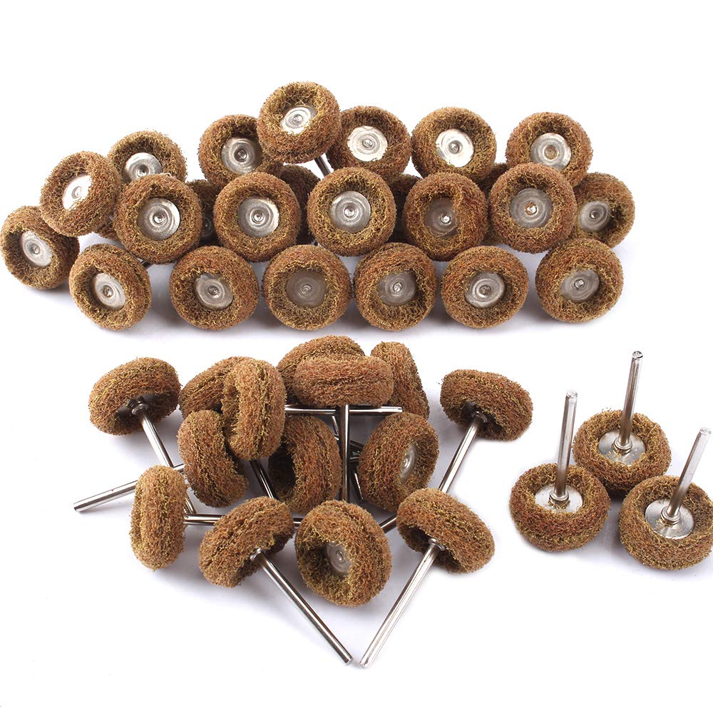 100 sztuk 2,5 cm ziarnistość 80 mini podkładka do szorowania zestaw do polerowania, tarcza ścierna, włókno nylonowe, głowica szlifierska, tarcza polerska, zestaw do narzędzi obrotowych (brązowa)