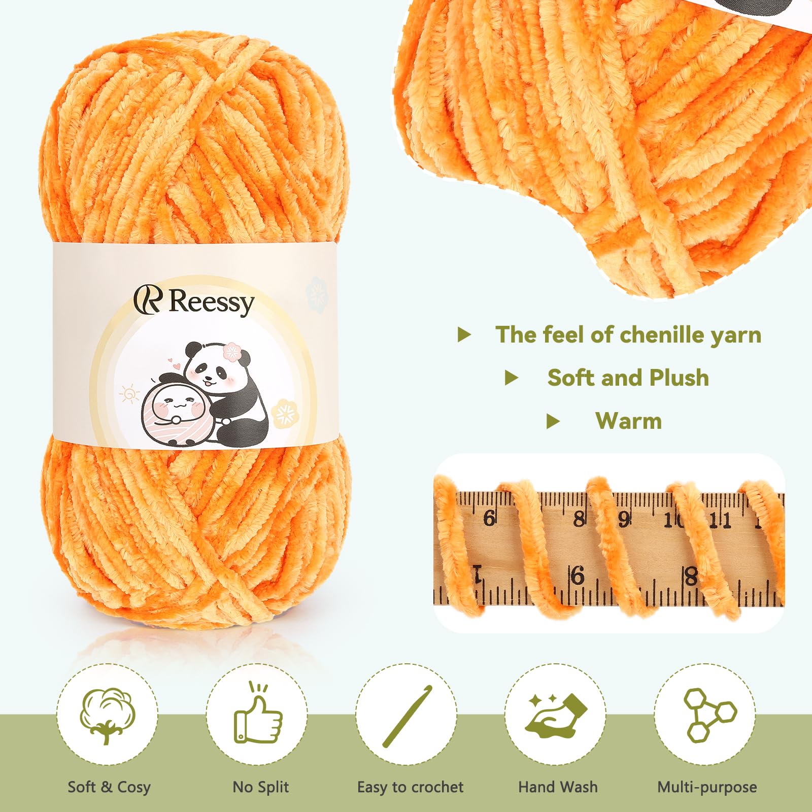Reessy Chenille Yarn, 4 × 100g Super Soft Thick Wool Set - Image 2