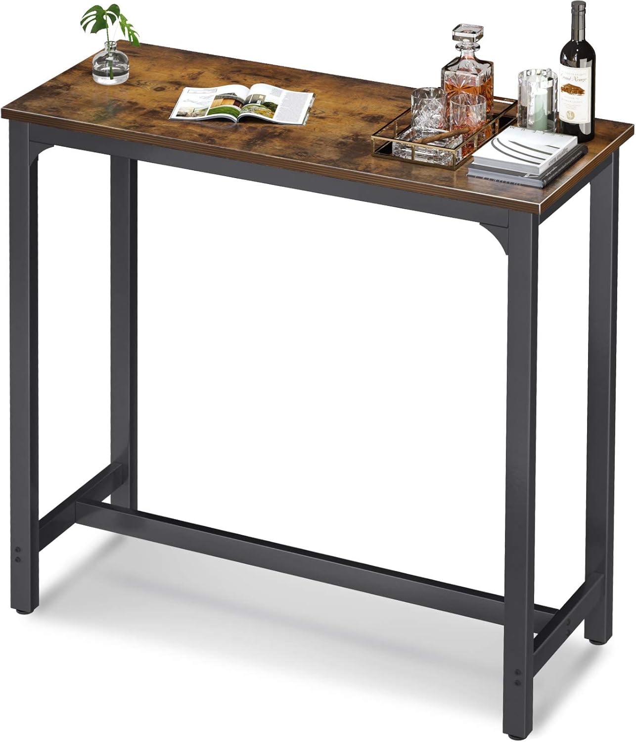 ODK 39" Bar Table, Bar Height Pub Table, Rectangular High Top Kitchen & Dining Tables with Sturdy Legs & Easy-to-Clean Top & 10 Min Quick Assembly, Indoor use, Rustic Brown : Home & Kitchen