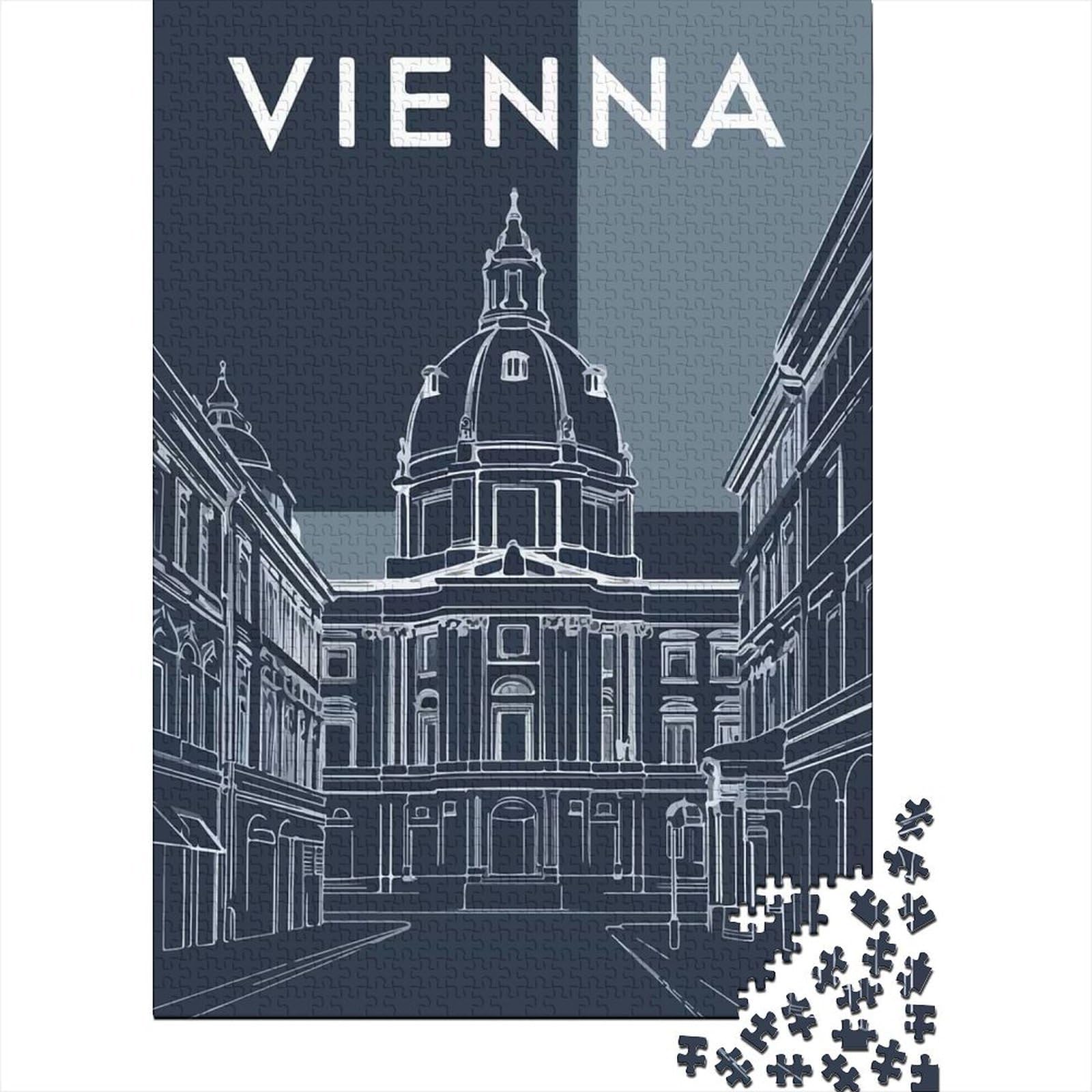 Vienna Cityscape Travel Puzzle 1000 Pieces, Asian Architecture Inspired View, Matte Printed Jigsaw for Travel Lovers, Decorative Artwork, 70x50cm/1000pcs