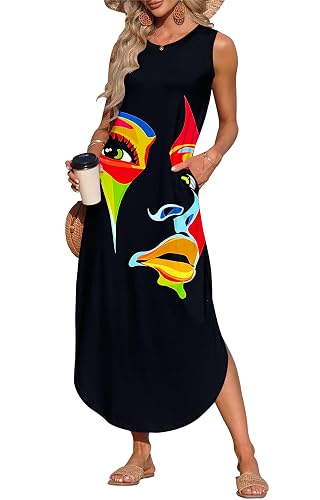 AUSELILY Womens Summer Dresses 2025 Casual Sleeveless Maxi Dress Loose