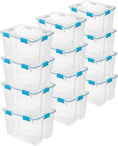 Miniatura 36 de Sterilite Paquete de 12 cajas de juntas, contenedores de almacenamiento resistentes a la intemperie con tapas de cierre, 20 cuartos de galón,