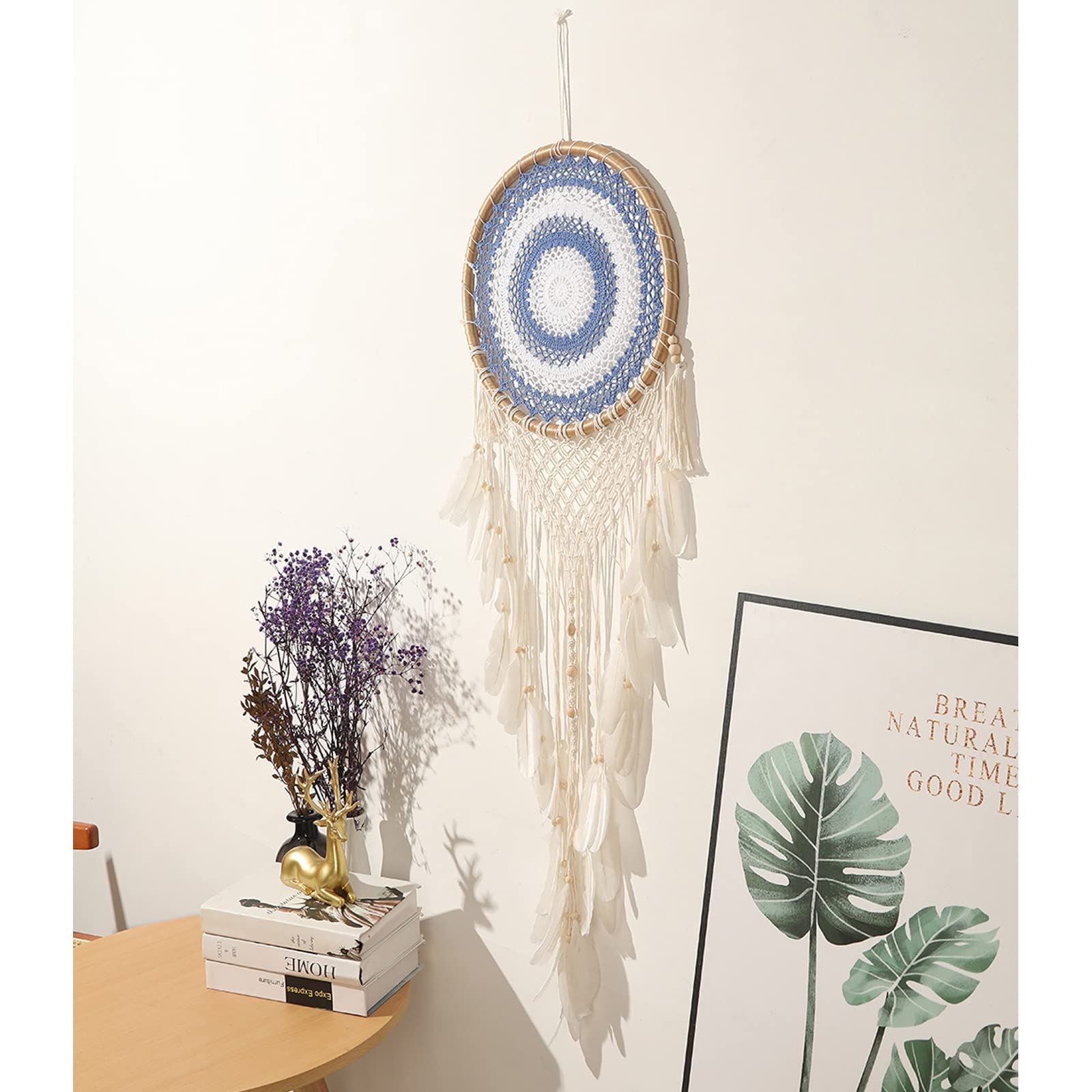 Juego de 2 atrapasueños grandes, tapices bohemios tejidos a mano para decoración de sala de estar y boda, 135-140 cm para decoración de pared de fondo