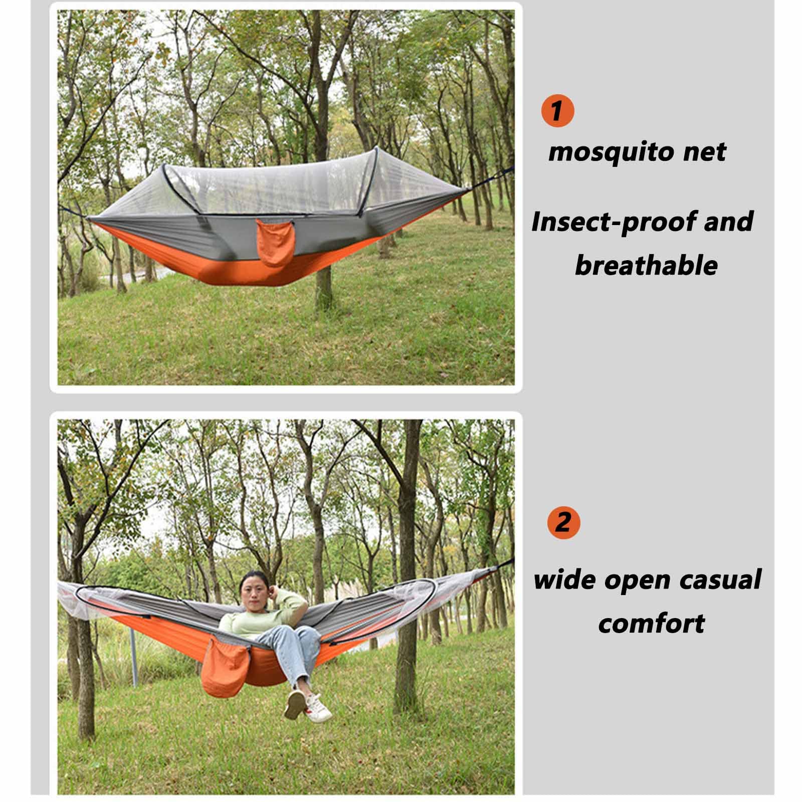 Hamacs pour L'extérieur, Hamacs De Camping 260 * 140 Cm (Max 660 LB), avec Mousqueton en Métal, Cordes d'arbre Et Sac De Voyage, Idéal pour La Randonnée, La Randonnée, L'extérieur, Marron