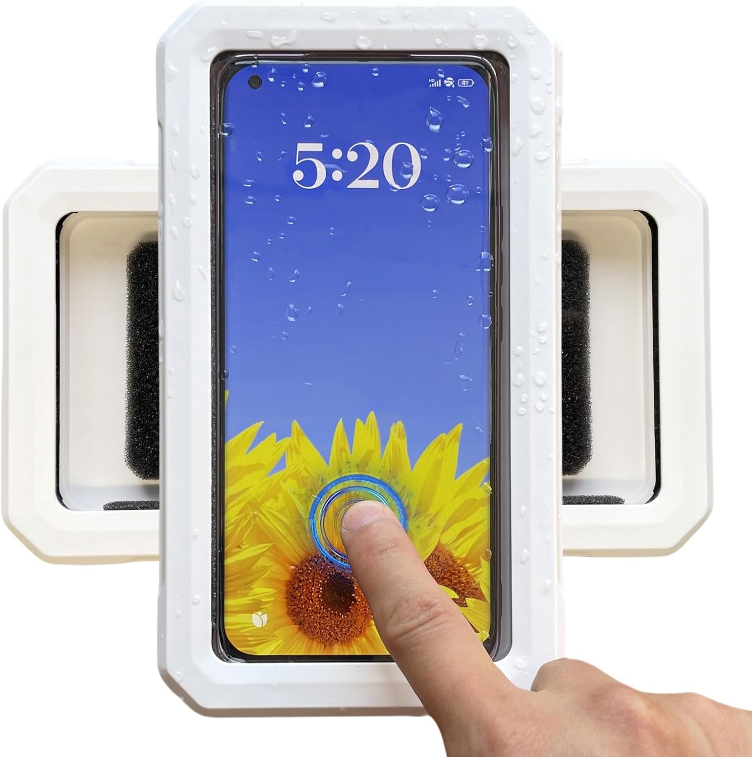 Shower Phone Holder Waterproof,480° Swivel Wall Mount for 6.8" Phones | 480° Rotation Adjustable, Wall Mount, Anti-fog Touch Screen for Bathroom Tub Kitchen Mirror, Up to 6.8 in