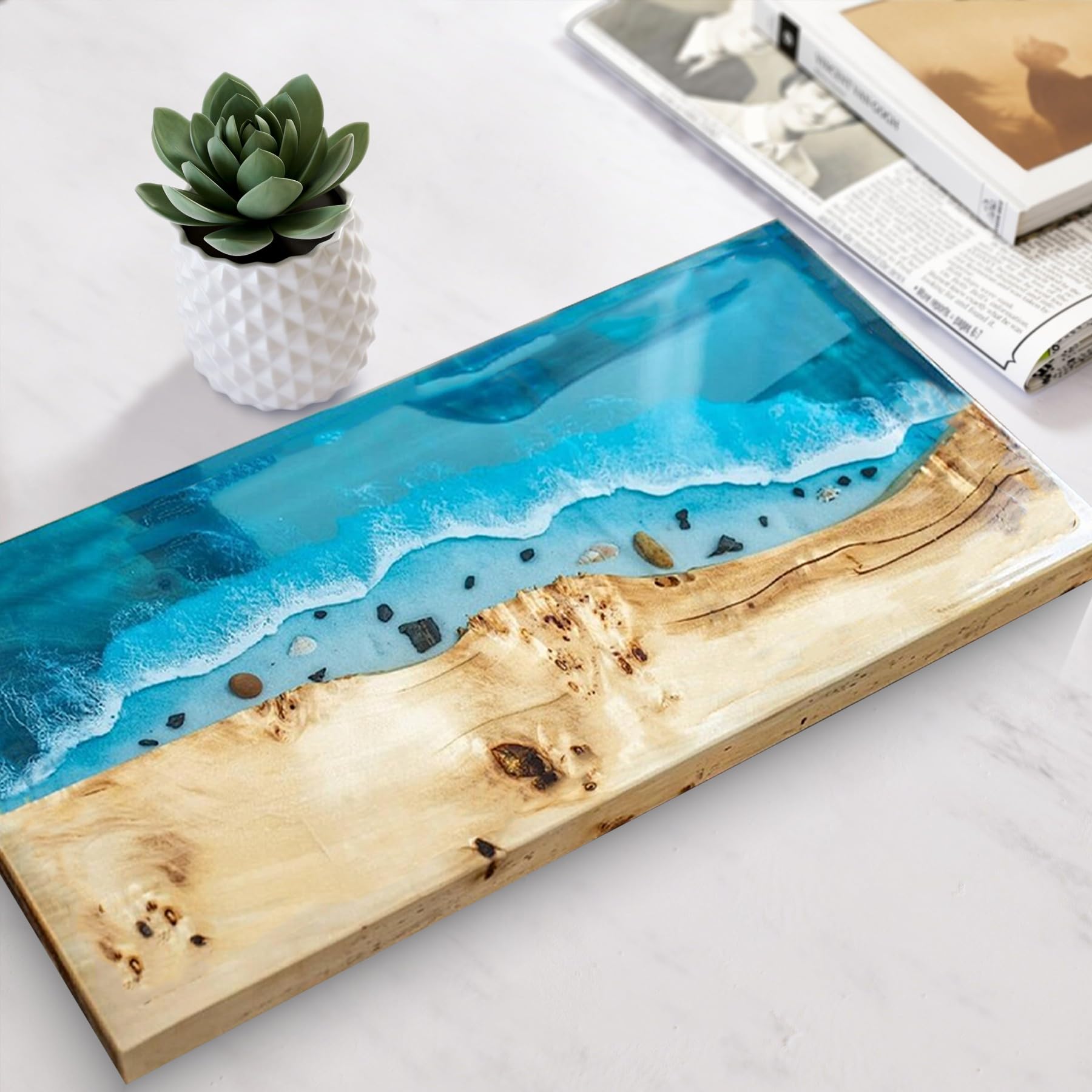 Stampo extra large in resina epossidica, 57,5 x 30 x 3,5 cm, riutilizzabile, per tavolo da fiume, tavolino, vassoi, taglieri, arte in resina fai da te
