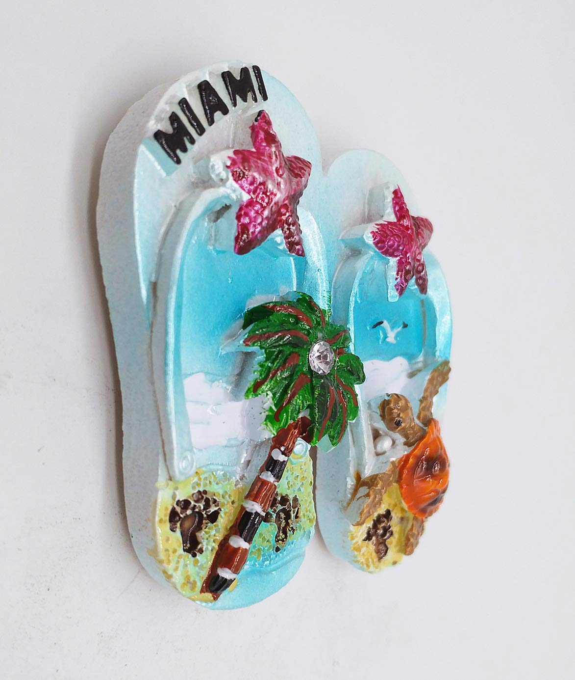 Florida Calamita da frigorifero 3D con bus blu in resina, souvenir da viaggio, fatta a mano, decorazione per la casa e la cucina Florida