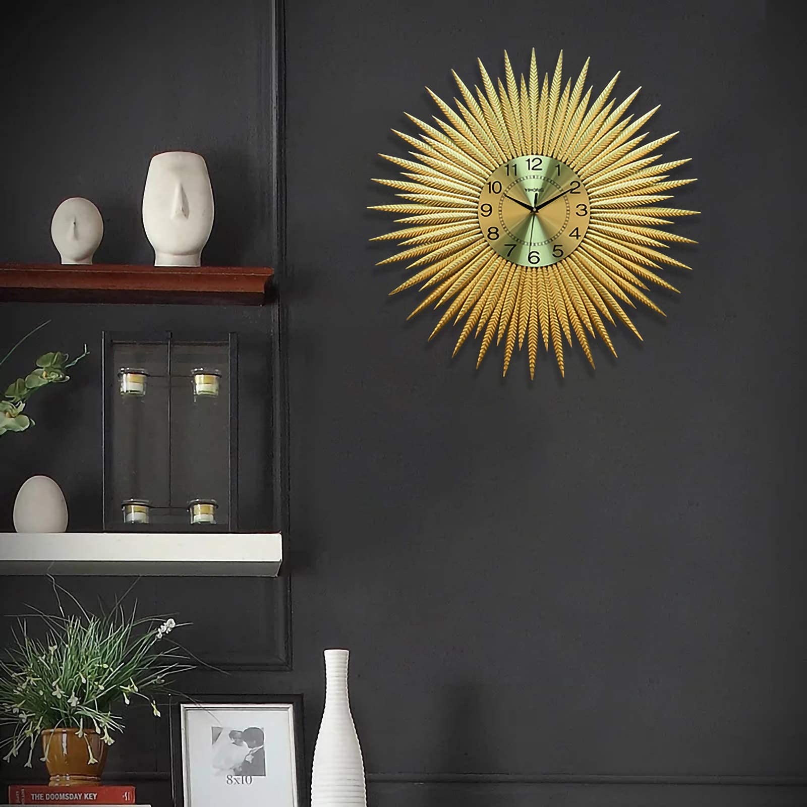 Reloj de Pared Decorativo para Sala de Estar, decoración del hogar, silencioso, sin tictac, Relojes livianos para Dormitorio, Estudio, Decoraciones de Oficina, B-80 * 27CM