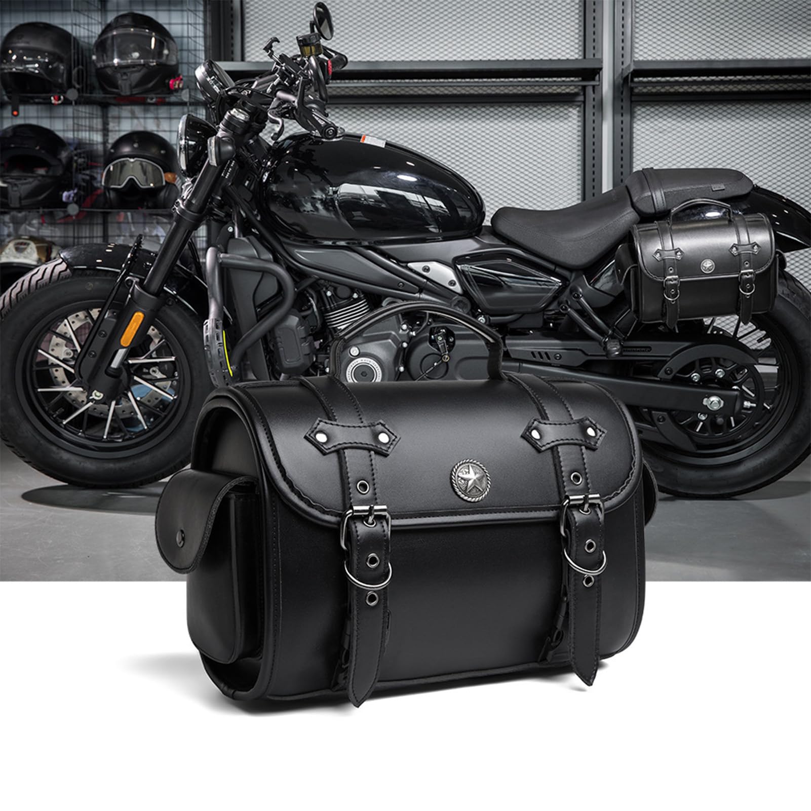 Generisch Borse da sella per moto, borsa per portapacchi con grande capacità, borsa per attrezzi in pelle impermeabile