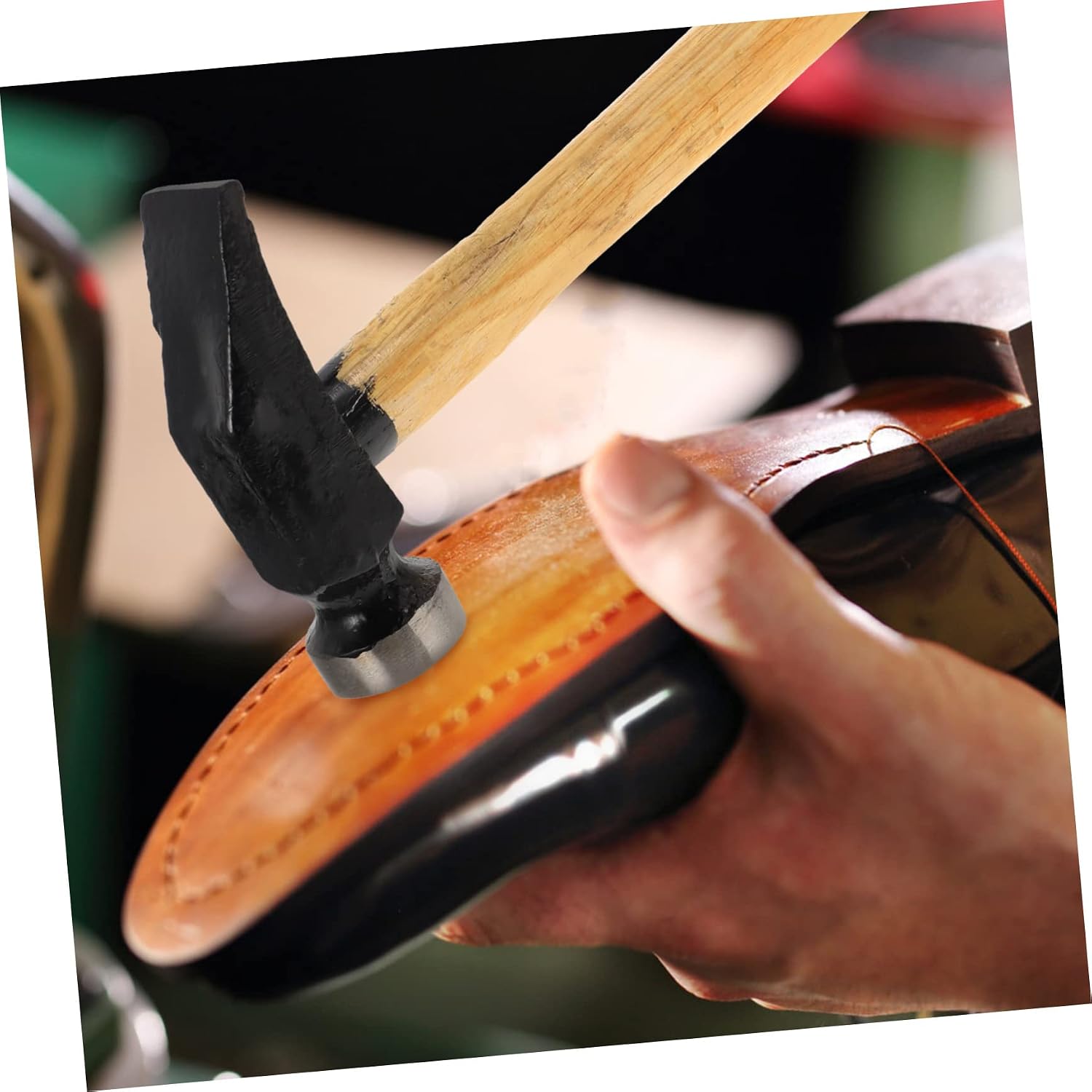 Multi-function Shoe Repair Hammer Wooden Handle Tack Hammer for Leathercraft Tools