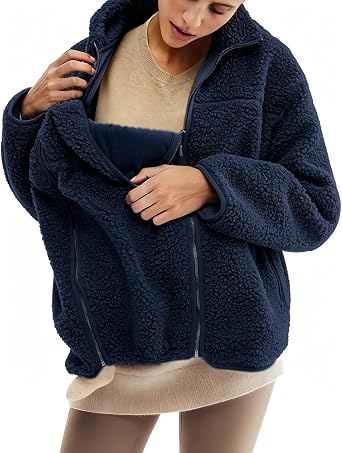 Maternity Coat Winter Mom Cozy Thicken Coats Fleece Sherpa Jacket