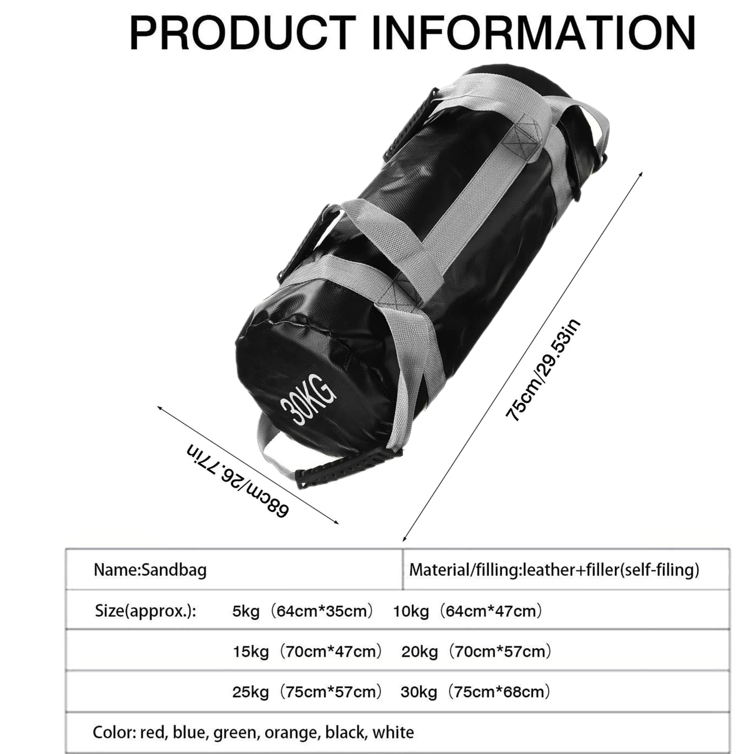 Sandbag Fitness Regolabile 5-30 Kg - Allenamento Funzionale E Forza