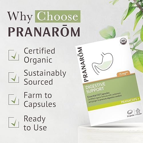Miniatura 6 de Pranarom - Pranacaps de apoyo digestivo 30 cápsulas - Ingredientes orgánicos certificados - Seguro, predosificado, fácil de tragar - Sostenible y