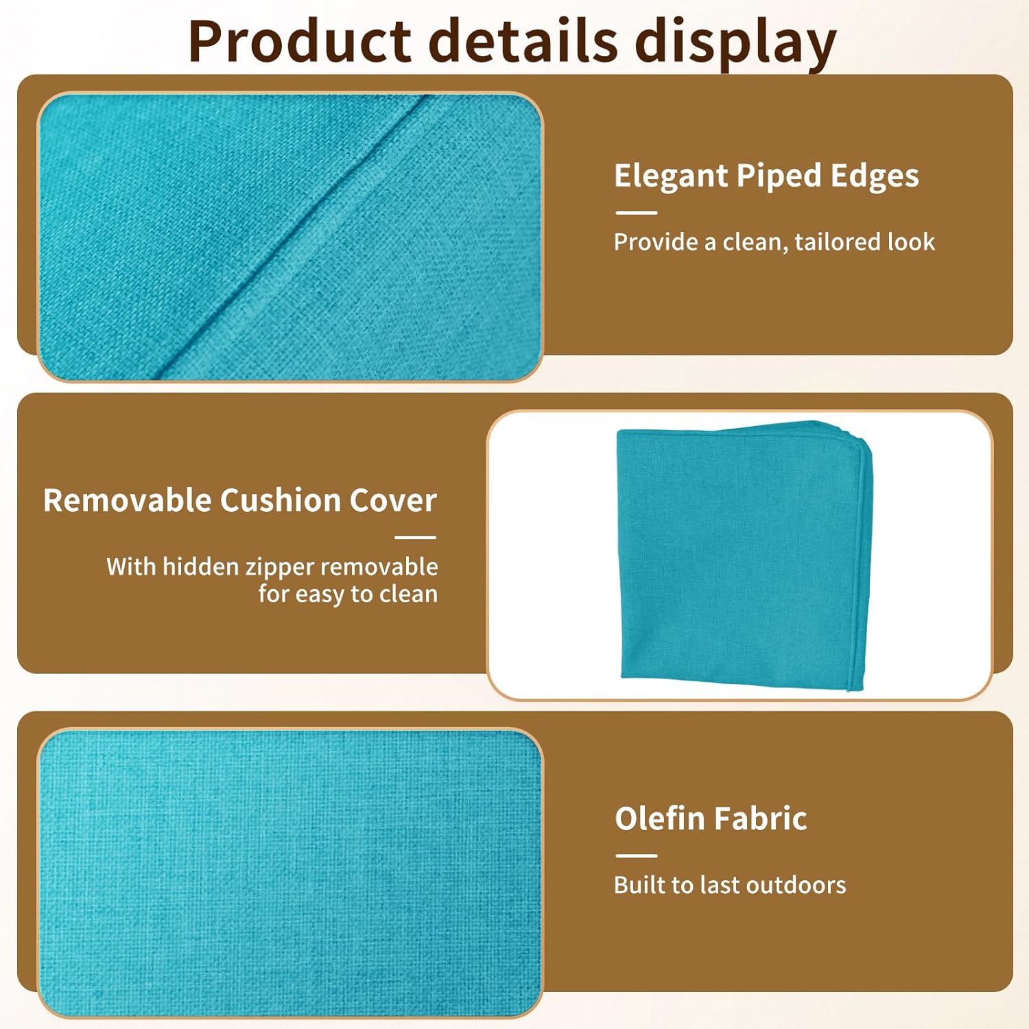 6 Inch Thick Outdoor Deep Seat Cushions for Outdoor Furniture Waterproof Patio Seat Cushions with Removable Cover and Adjustable Ties, 23x26x6 Inches Outdoor Chair Cushion Set of 2, Lake Blue