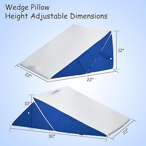 Miniatura 5 de Almohada de cuña de cama para dormir en la cabecera, almohada de cuña ajustable de 9 y 12 pulgadas para espalda, soporte de piernas, almohada