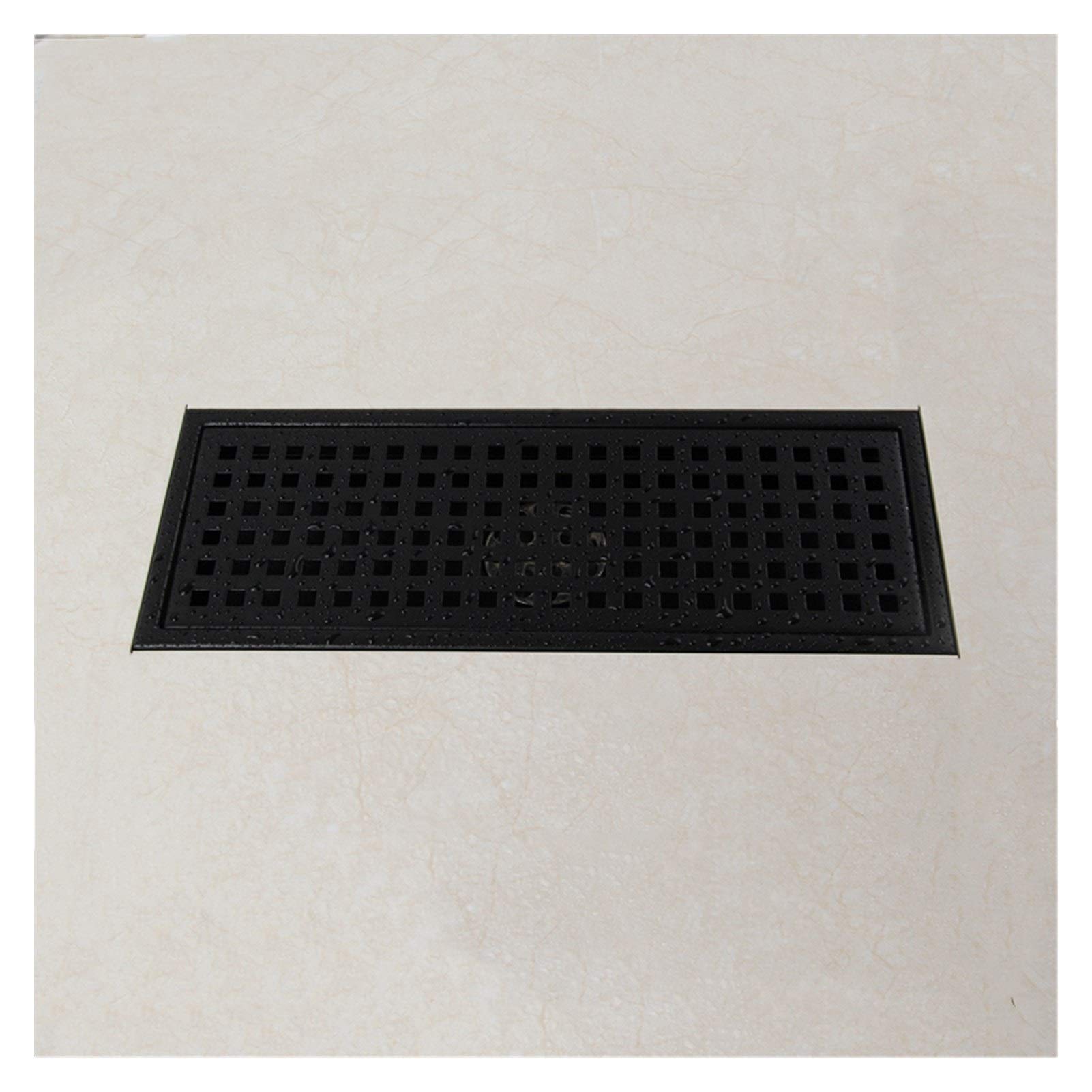 Desagüe de Suelo de Acero Inoxidable Negro de Acero Inoxidable 304 de desagüe de Ducha Baño Pavimento del azulejo de Drenaje plaquita Cuadrada Anti-Olor Basura del Piso Rejillas 110-300MM (Color : Gr