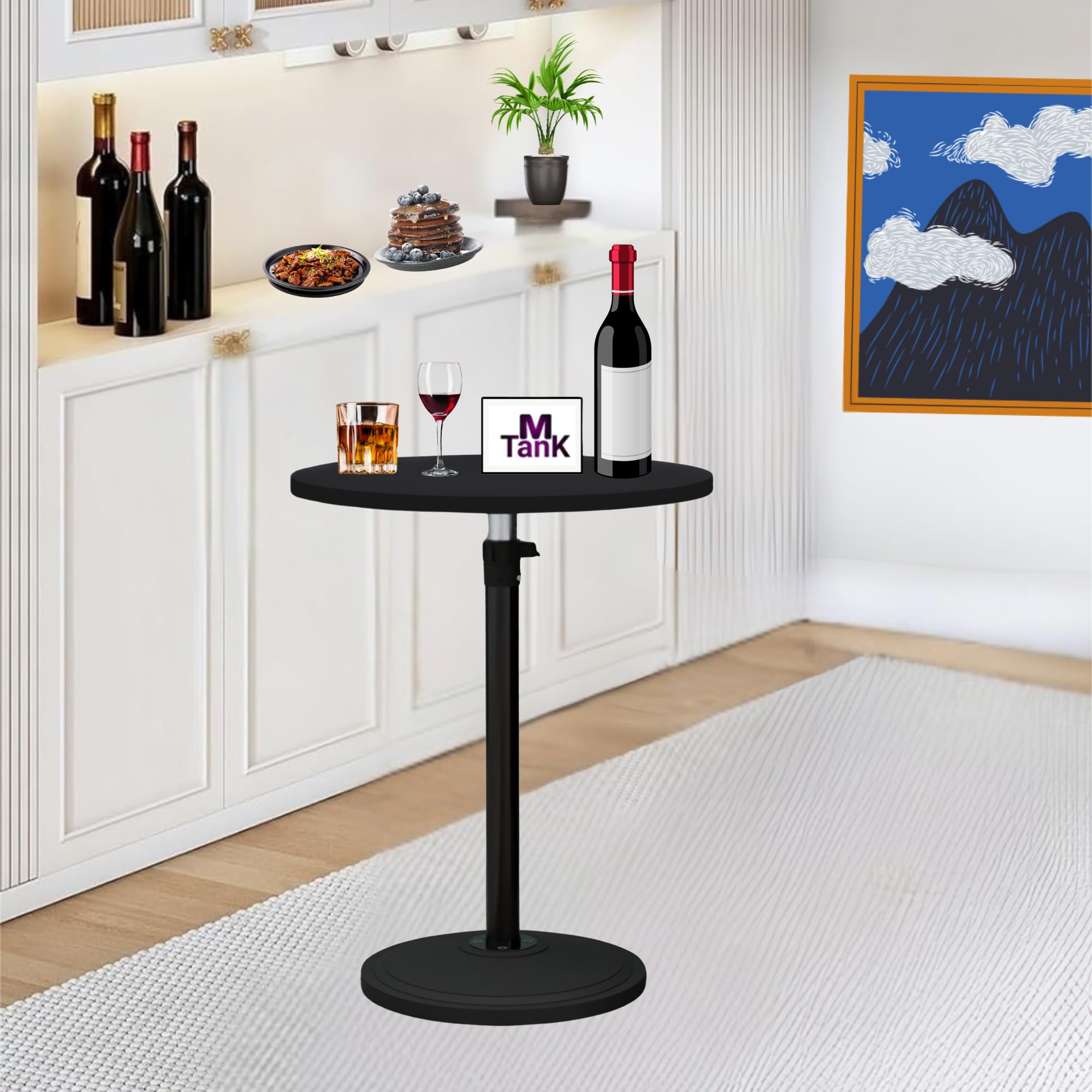 MTANK Height Adjustable Bar Table – Round Bistro Table with Modern Black Finish, Swivel Top & Sturdy Base for Home, Kitchen, Pub, Cafe, Patio & Party Use —16x16 C-Shape Round Table for Restaurants|-image-8