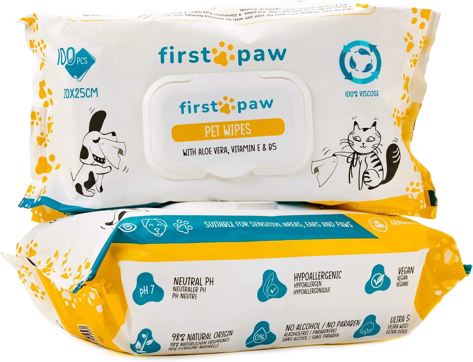 PET HEAD Dog Wipes 50 pack, Paw & Body Wipes, Orangelicious Scent, Best