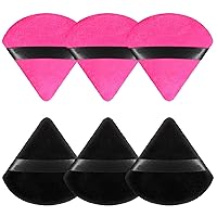 Vista 7 de Pimoys 6 esponjas de maquillaje de terciopelo para polvo suelto y triángulo suave para rostro, color negro
