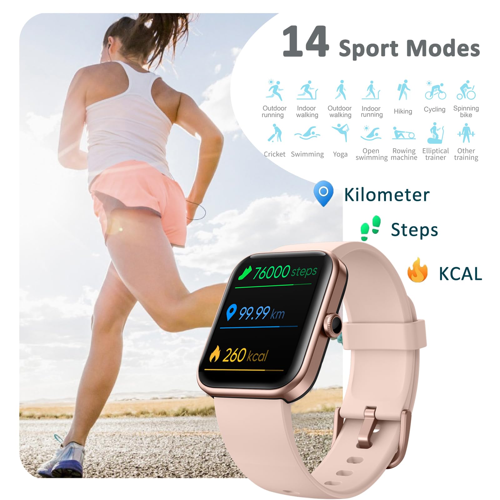 Vowtop Smartwatch per Uomo e Donna 1.69'' con Alexa, Monitoraggio Ossigeno, Frequenza Cardiaca, Sonno, Fitness, Notifiche. 14 Modalità Sportive.‎Compatibile con Android iOS