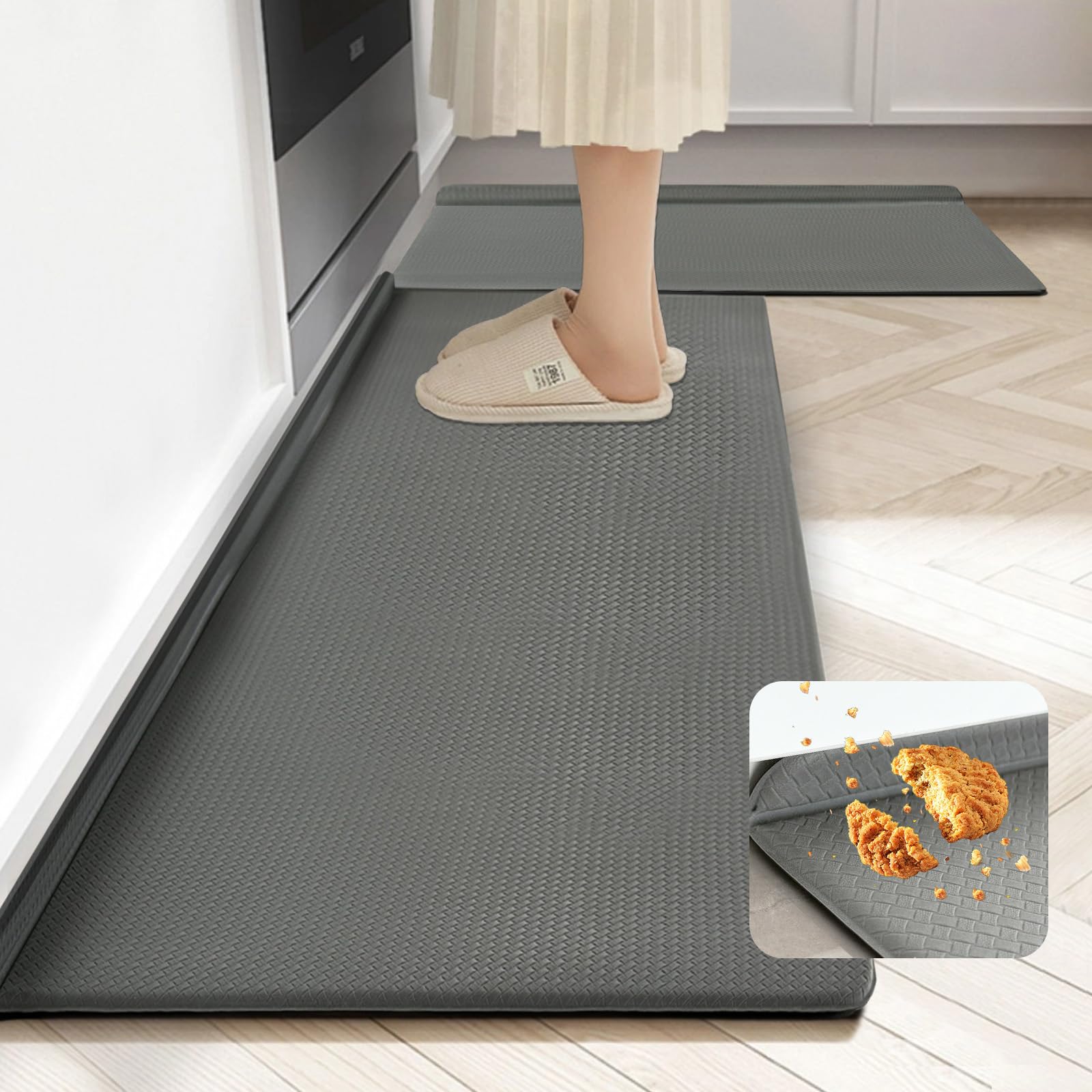 Kitchen Mat Set of 2 PCS Non Slip Anti-Fatigue Cushioned  New 2Pcs Anti Fatigue Kitchen Mats, Non Slip Cushioned Waterproof Area Rugs main image 0