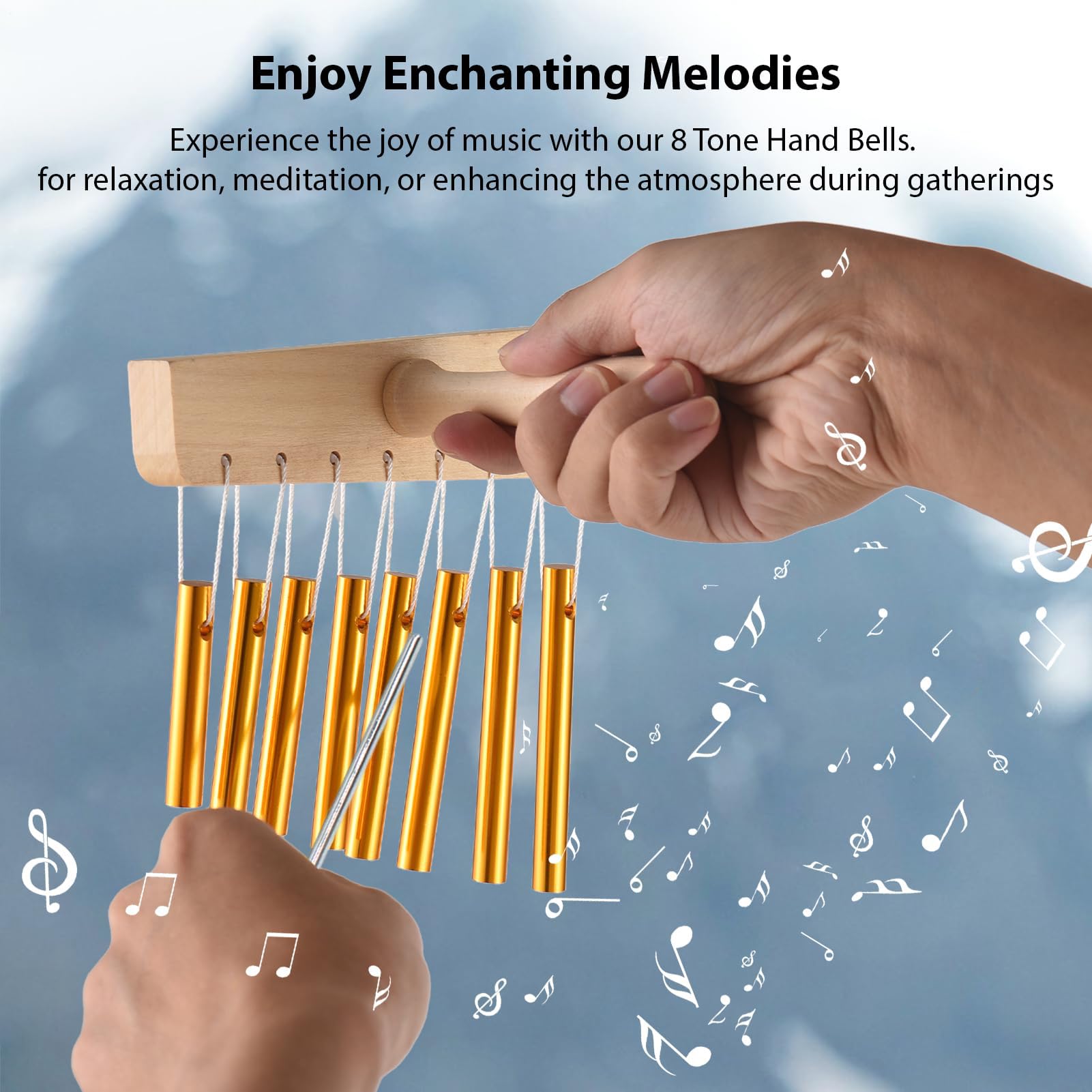 CHIMES Instrumento, Percussion CHIMES - Campana de una sola, Getter atención en clase, decoración musical, accesorios de meditación para la práctica y el rendimiento