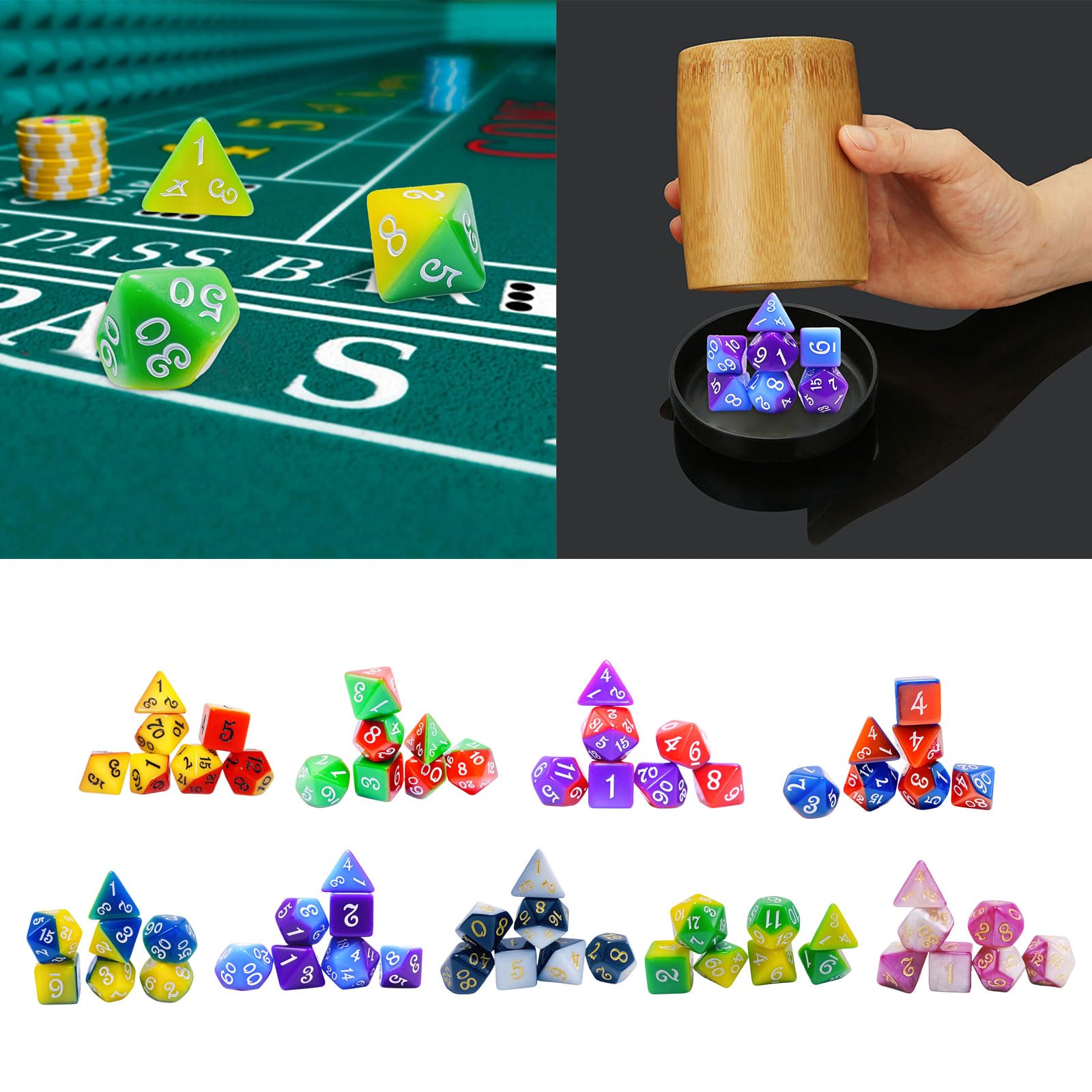 Set De 7 Dés Polyédriques En Acrylique Transparent – Pour Jeux De Rôle – Transportable