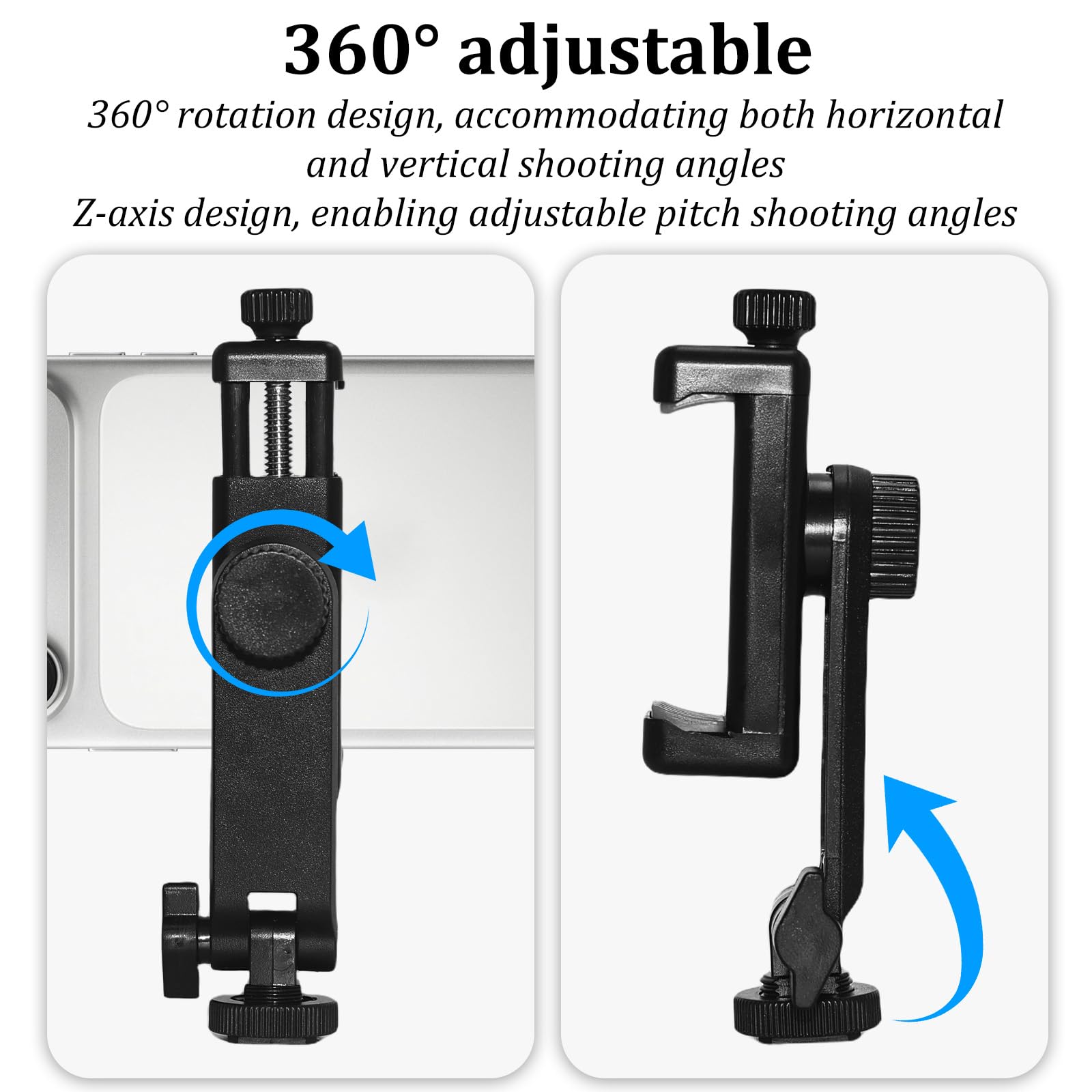 Soporte universal para teléfono para trípode y accesorios de cámara, abrazadera ajustable de aleación de aluminio para smartphone con soporte de zapata fría (rojo)