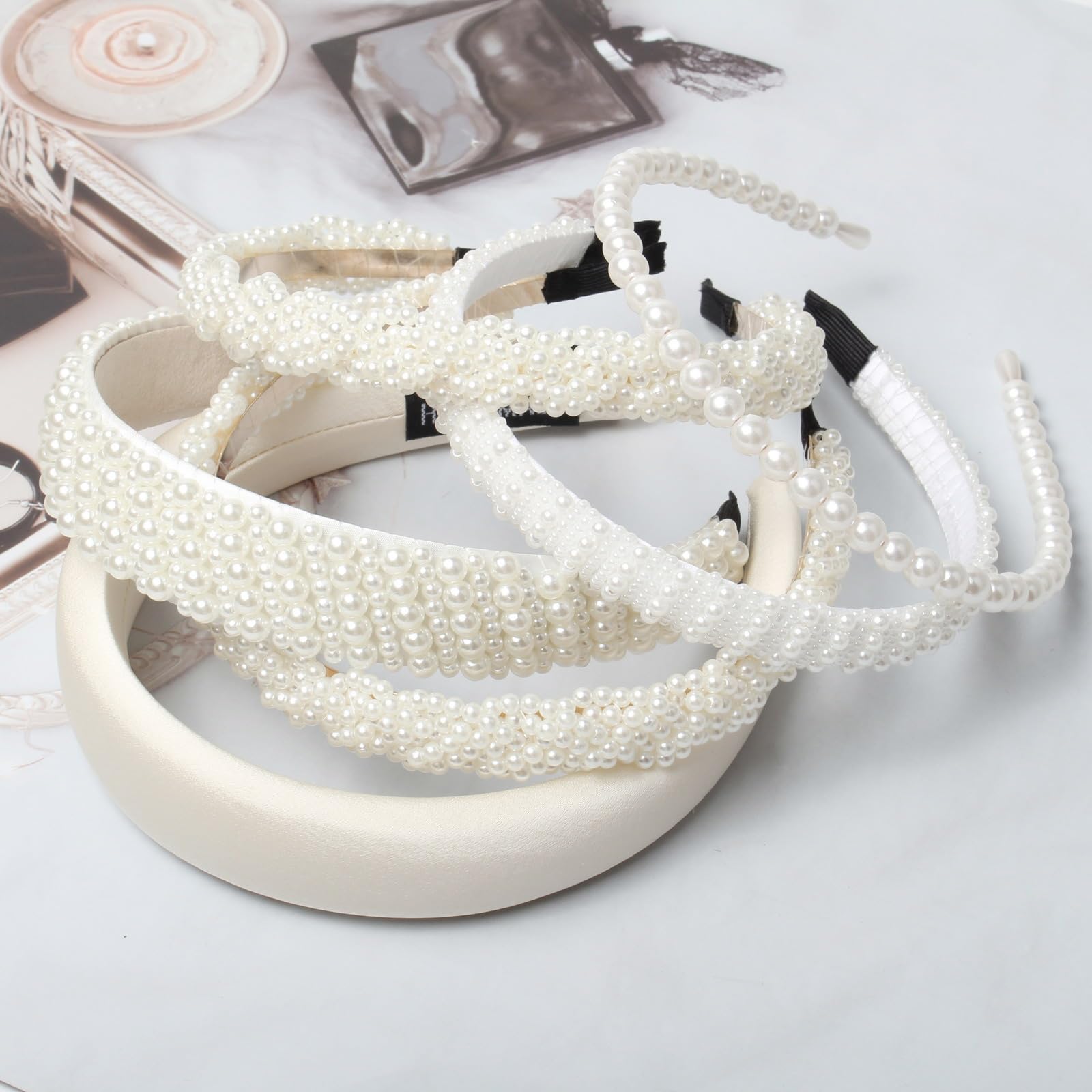 Amazon.com : Cuizhiyu 5PK White Pearl Headbands for Women 