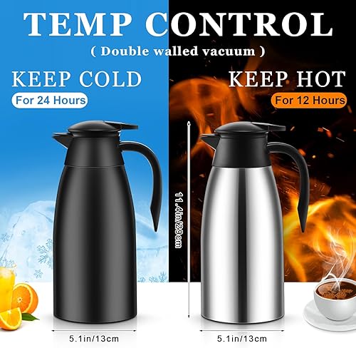Miniatura 2 de Norme 2 jarras térmicas de café de acero inoxidable aisladas para líquidos calientes, dispensador térmico de jarra con cepillos para mantener la