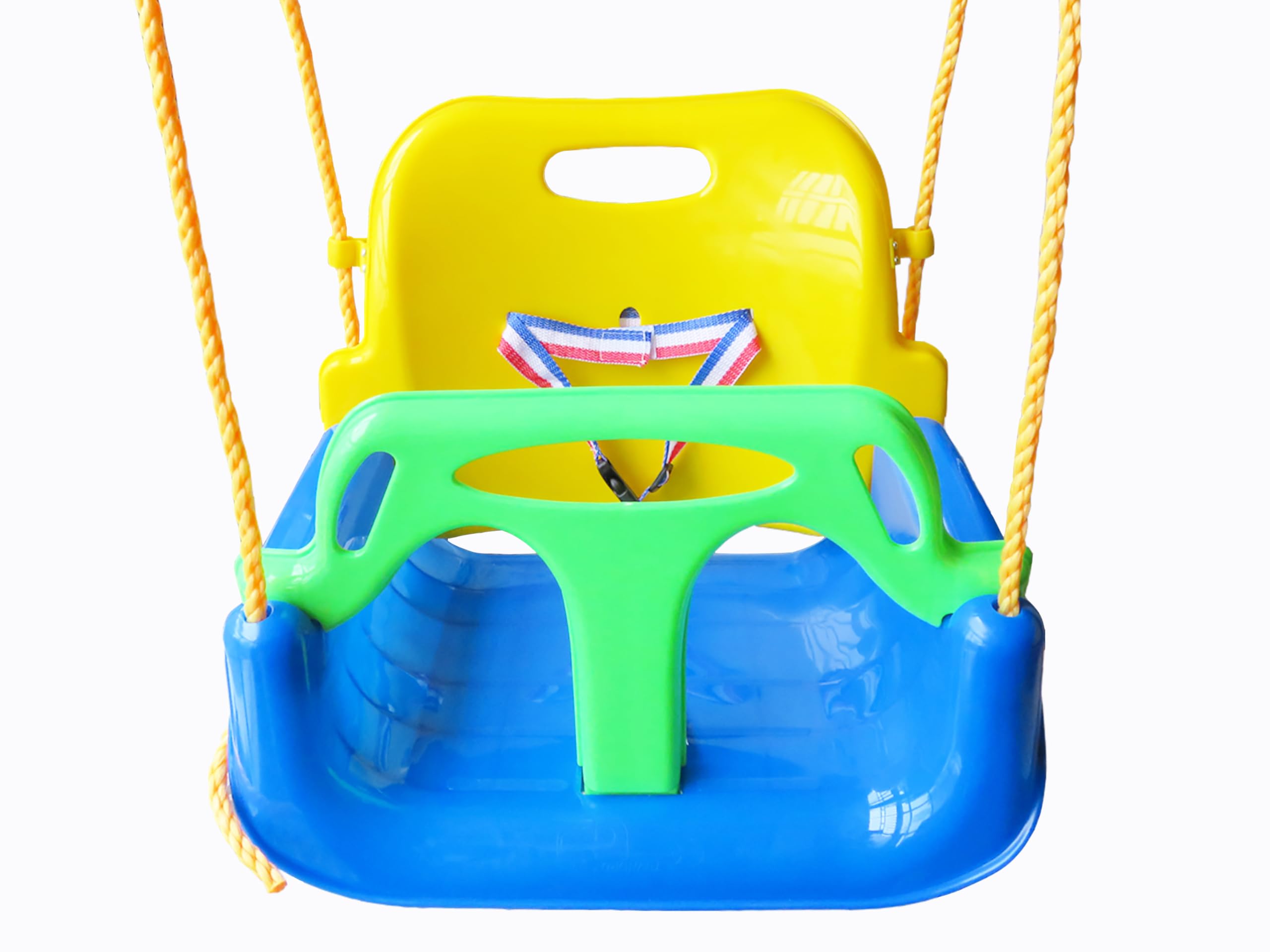3-in-1 Infant to Teenager Upgrade Version Collapsible Swing Set with Snap Hooks for Home Garden Patio Indoors Outdoors Play(Blue Chair+Green Handrail) โ image 1