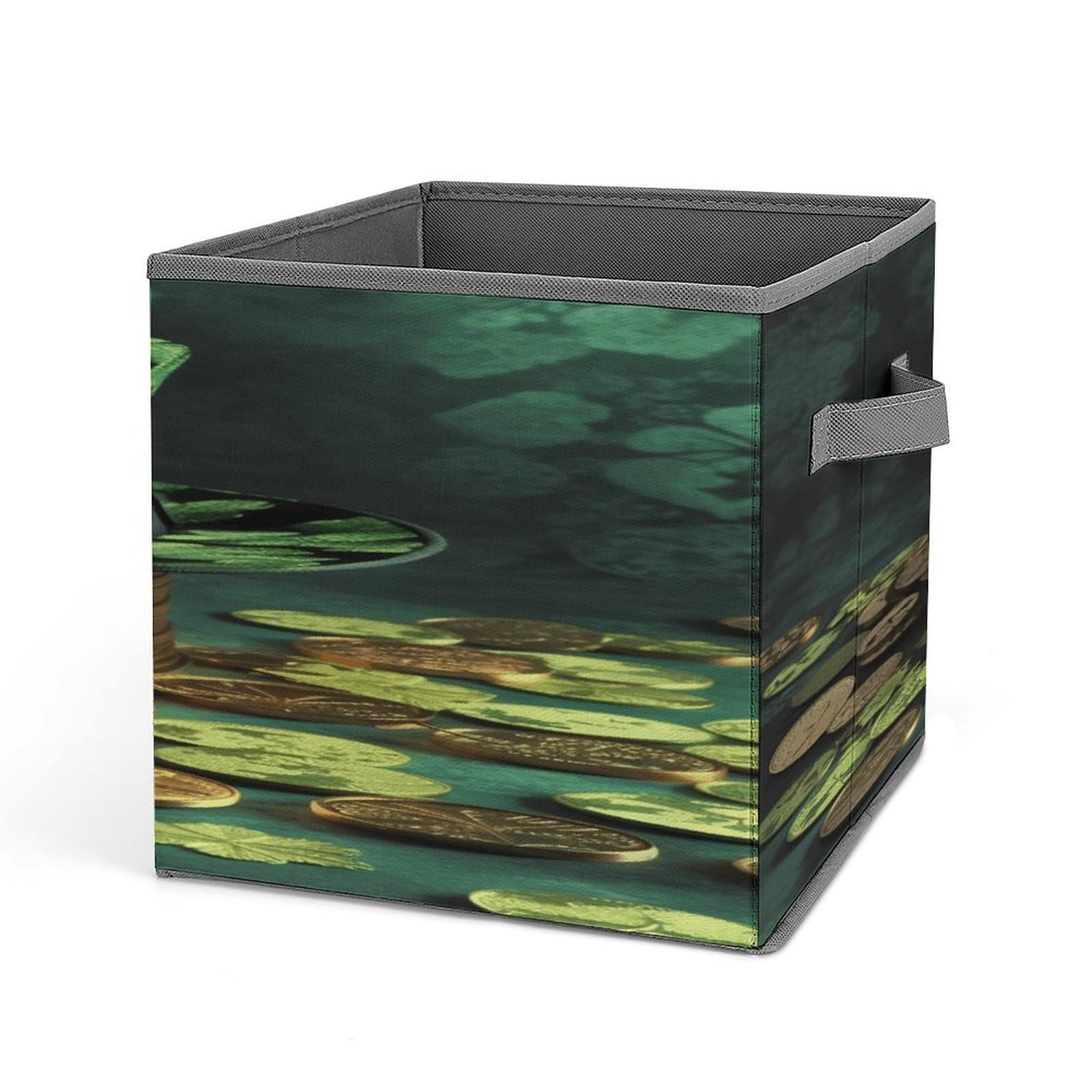 Fekiloot Style Green Hat And Gold Coins Storage Bins Storage Baskets