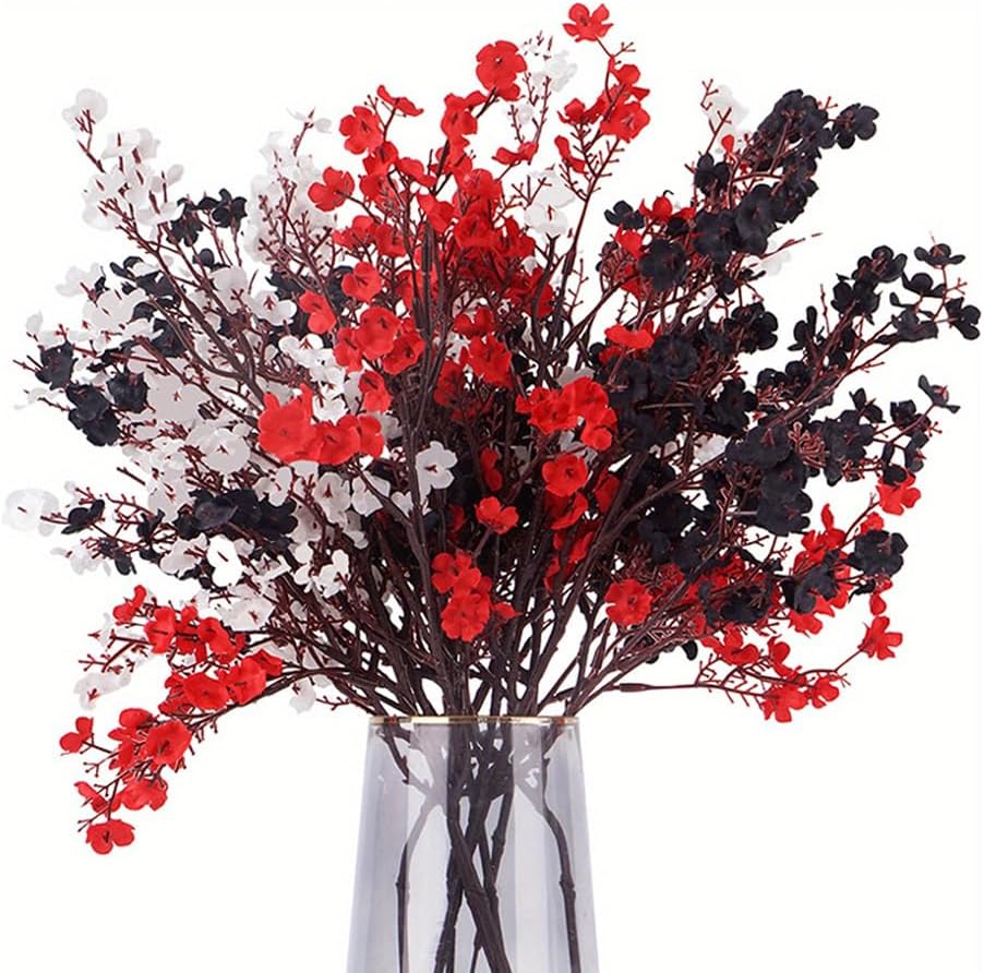 Champagne Pink Artificial Wintersweet Flower Bouquet, Set of 18 Piece, 19.3 Inch Silk Flowers for Wedding Decoration Bouquets, Bohemian Home Decoration, DIY Floral Arrangements