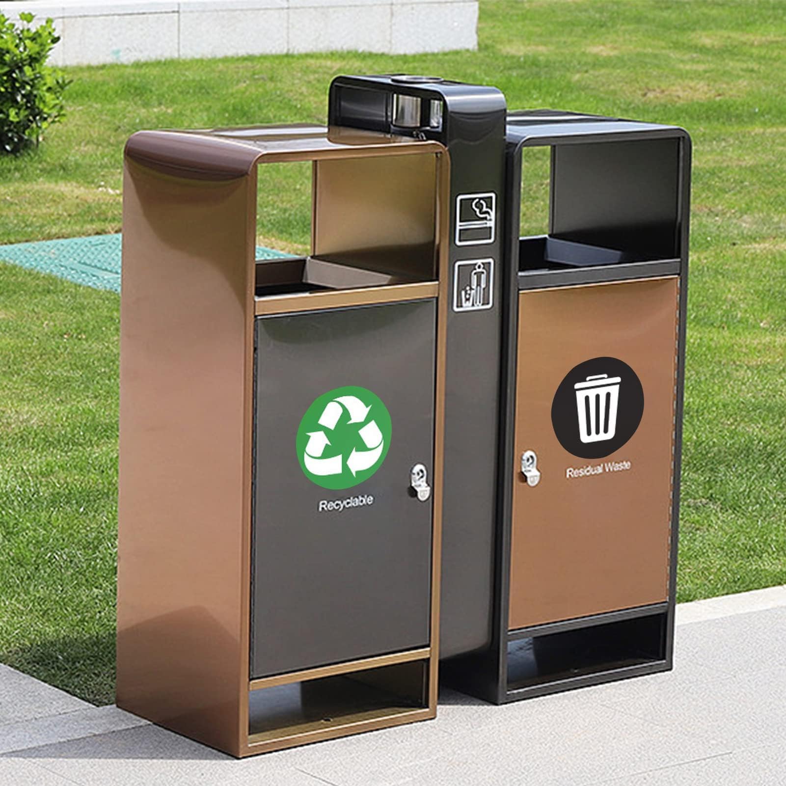 Autocollant de Recyclage HERCHR, Pack de 18 Autocollants Vinyle pour Poubelle Intérieur Extérieur