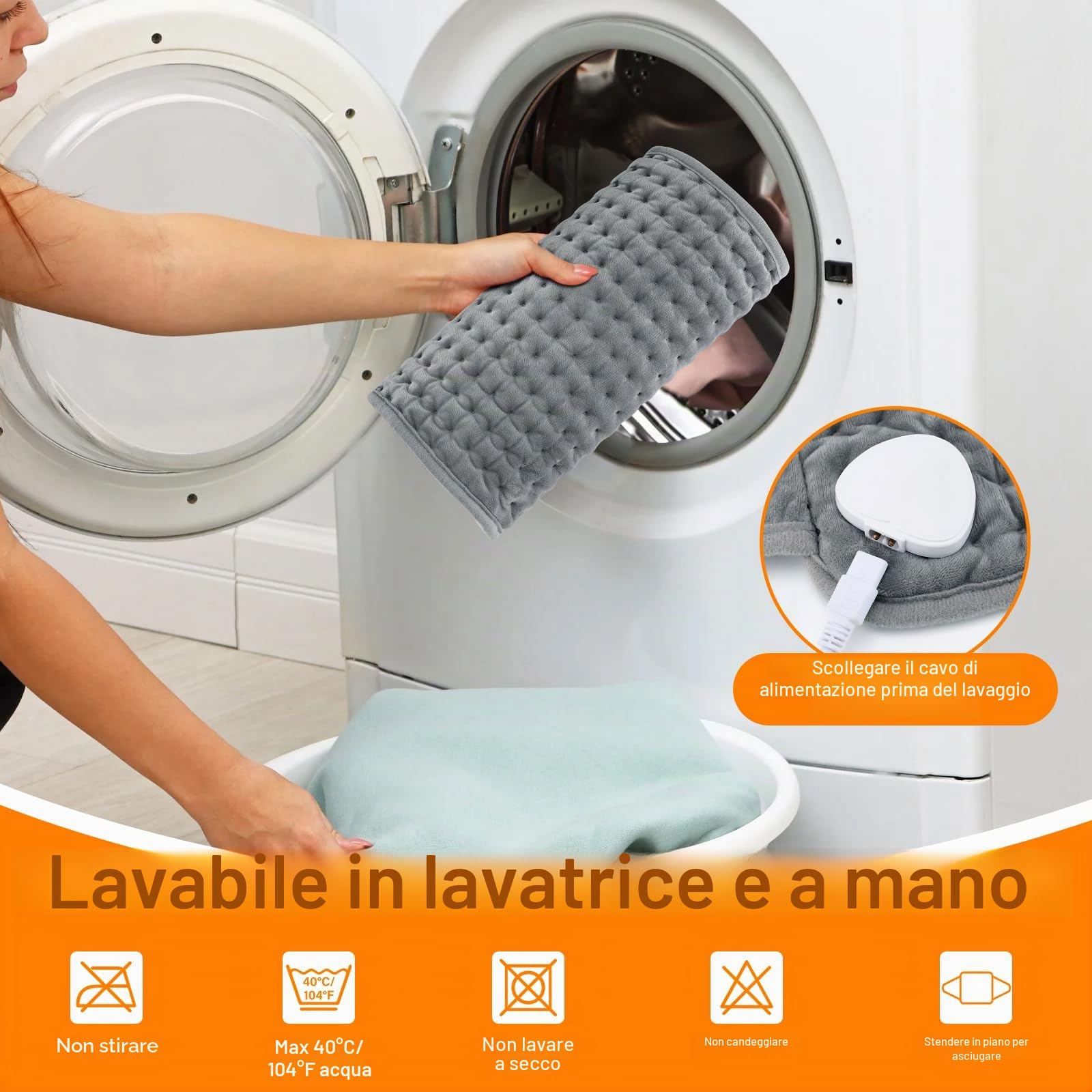 125x30cm Termoforo Elettrico, Termoforo Lombare, Fascia Lombare Riscaldante, 9 Livelli Di Riscaldamento, 4 Impostazioni Di Temporizzazione, Lavabile, per Schiena, Collo, Spalle, Addome