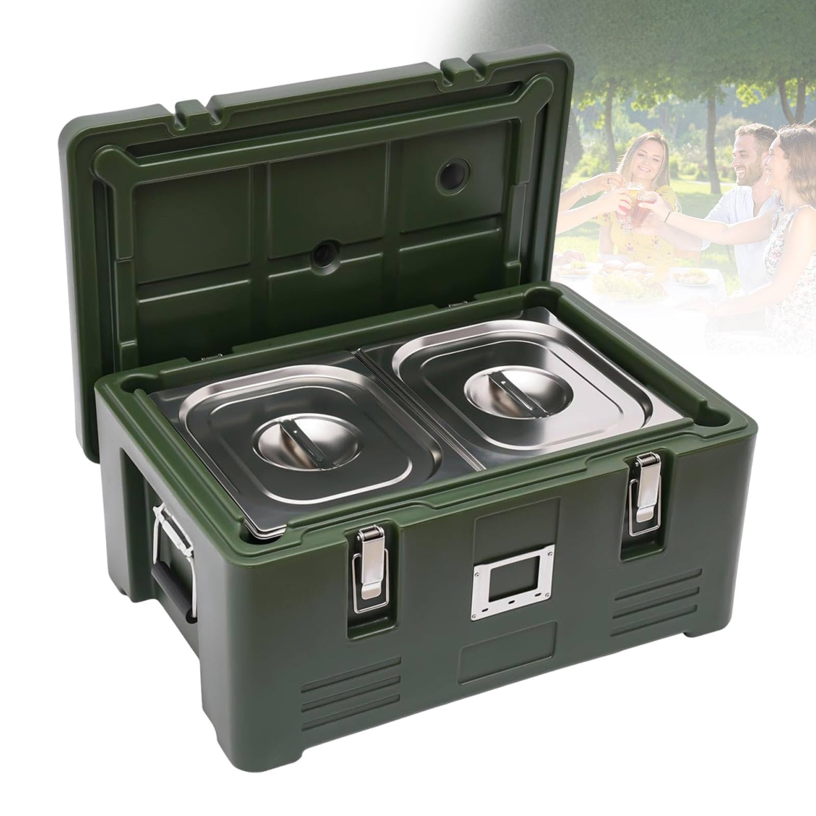 Caja Isotérmica Para Comida Contenedor Isotérmico Para Alimentos, Caja Transportadora De Alimentos Apilable Y Hermética, Perfect Para Catering Y Entrega De Comida(2 pans)