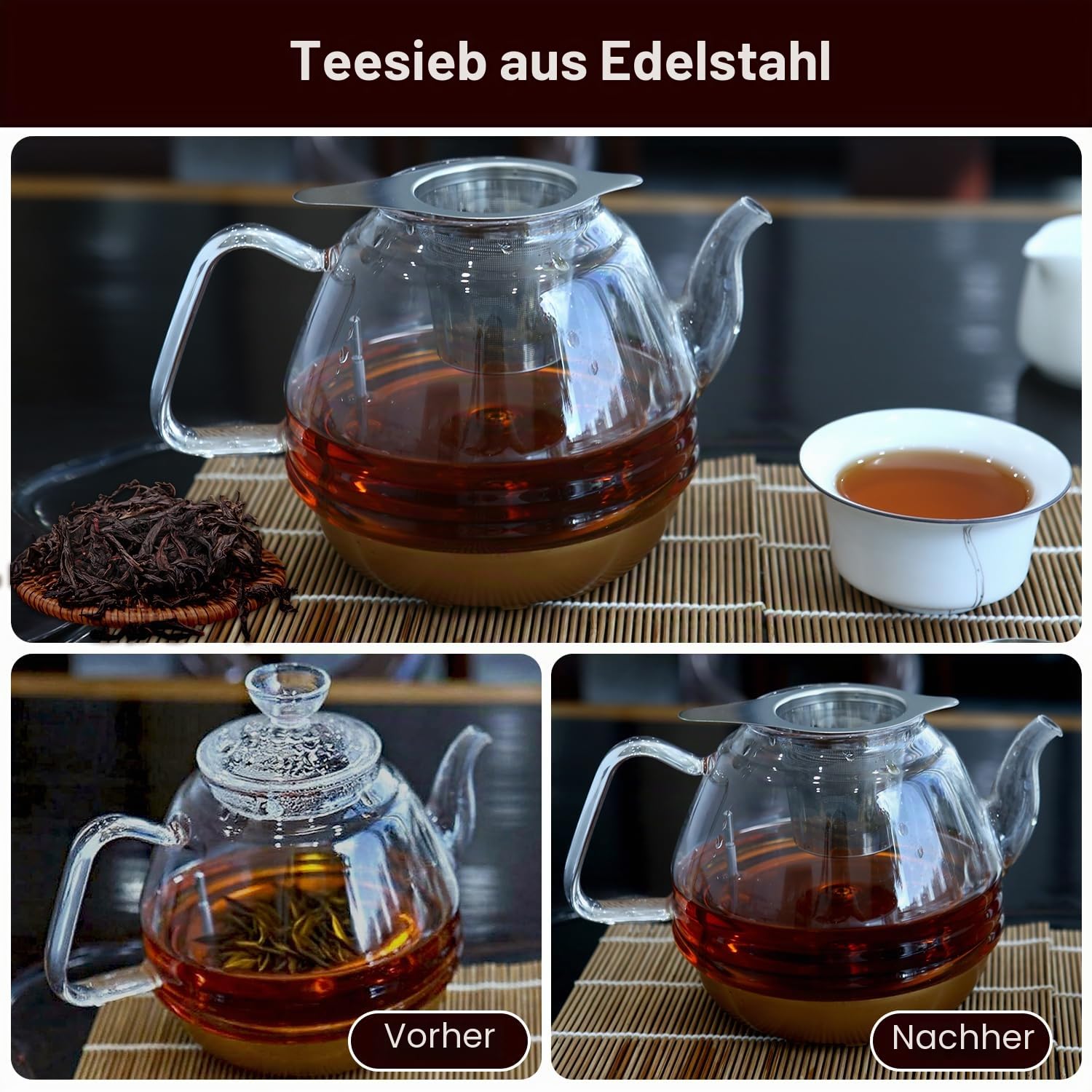 2 Stück Teesieb für Losen Tee, 304 Teesieb Edelstahl, Wiederverwendbar, Feinmaschiges Tea Infuser für die Meisten Tee-Tassen und Tee-Schalen, Spülmaschinengeeignet
