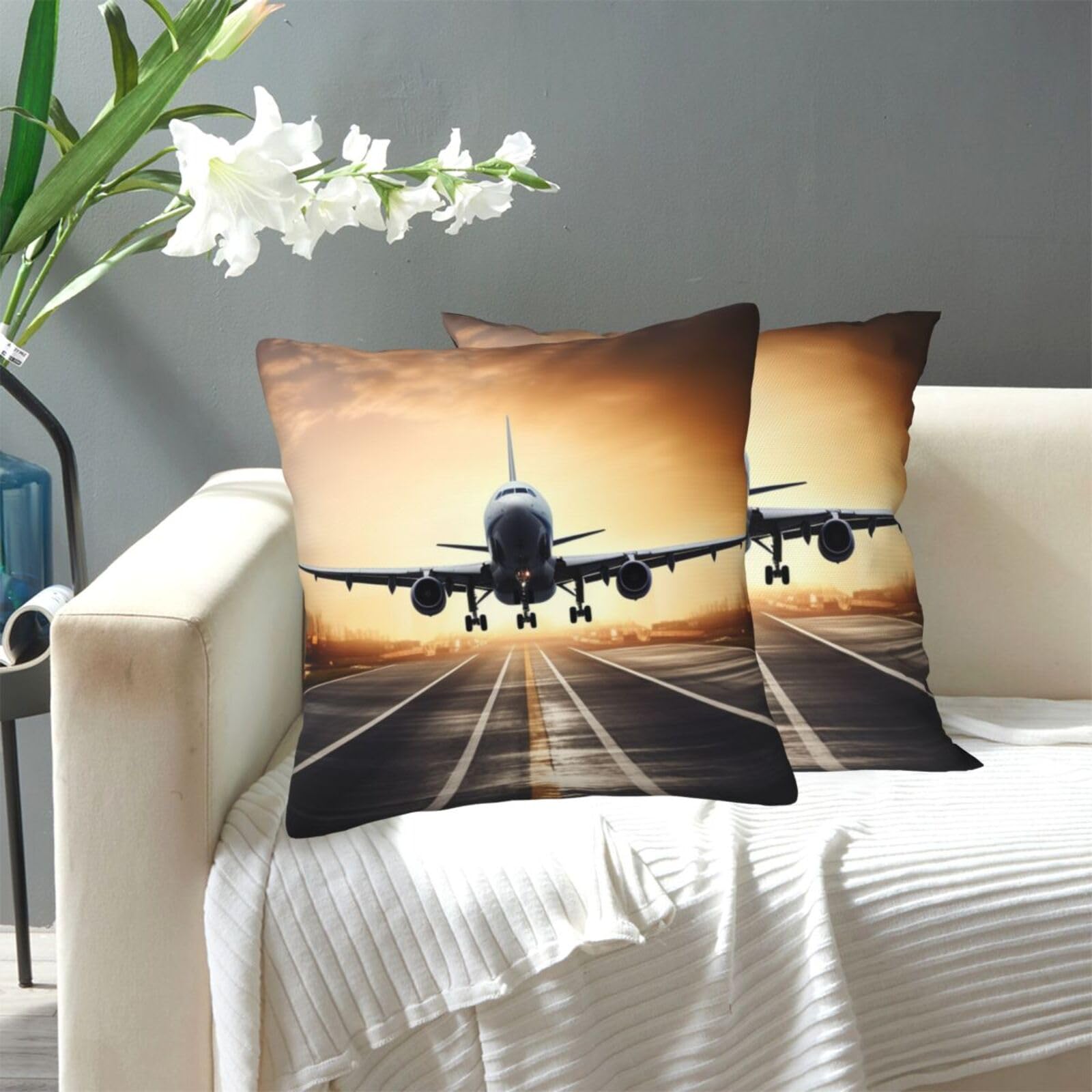 FekiLoot Decorative Throw Pillow Covers Modern Farmhouse Pillowcase Double Sided Cozy Cushion Cover for Sofa Couch Bed 20"X20" Backpack Airplane