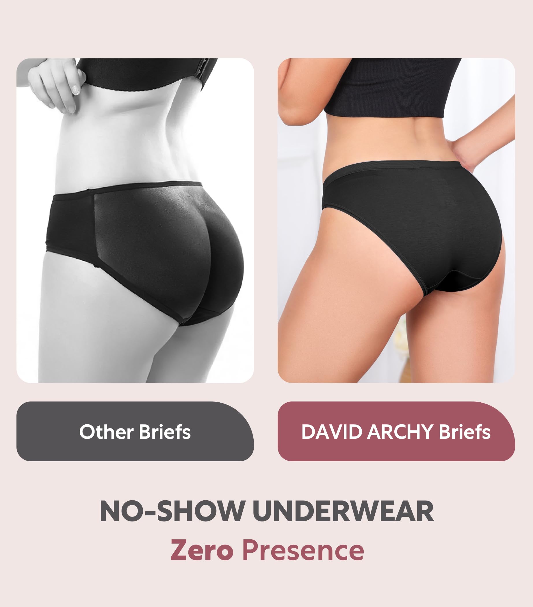 DAVID ARCHY Biancheria intima da donna in rayon di bambù, mutandine traspiranti morbide e traspiranti per le signore
