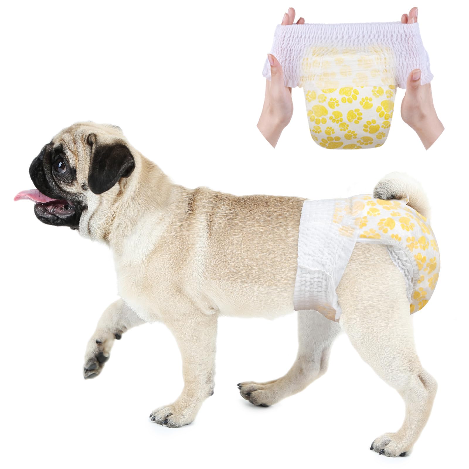 Dono Dog Diapers Female, Disposable Full Wrap with Stretchy Waist, 360° Leak-Proof, Absorbent, Heat Period Doggie Diapers for Small and Large Dogs for Heat, 14 PCS