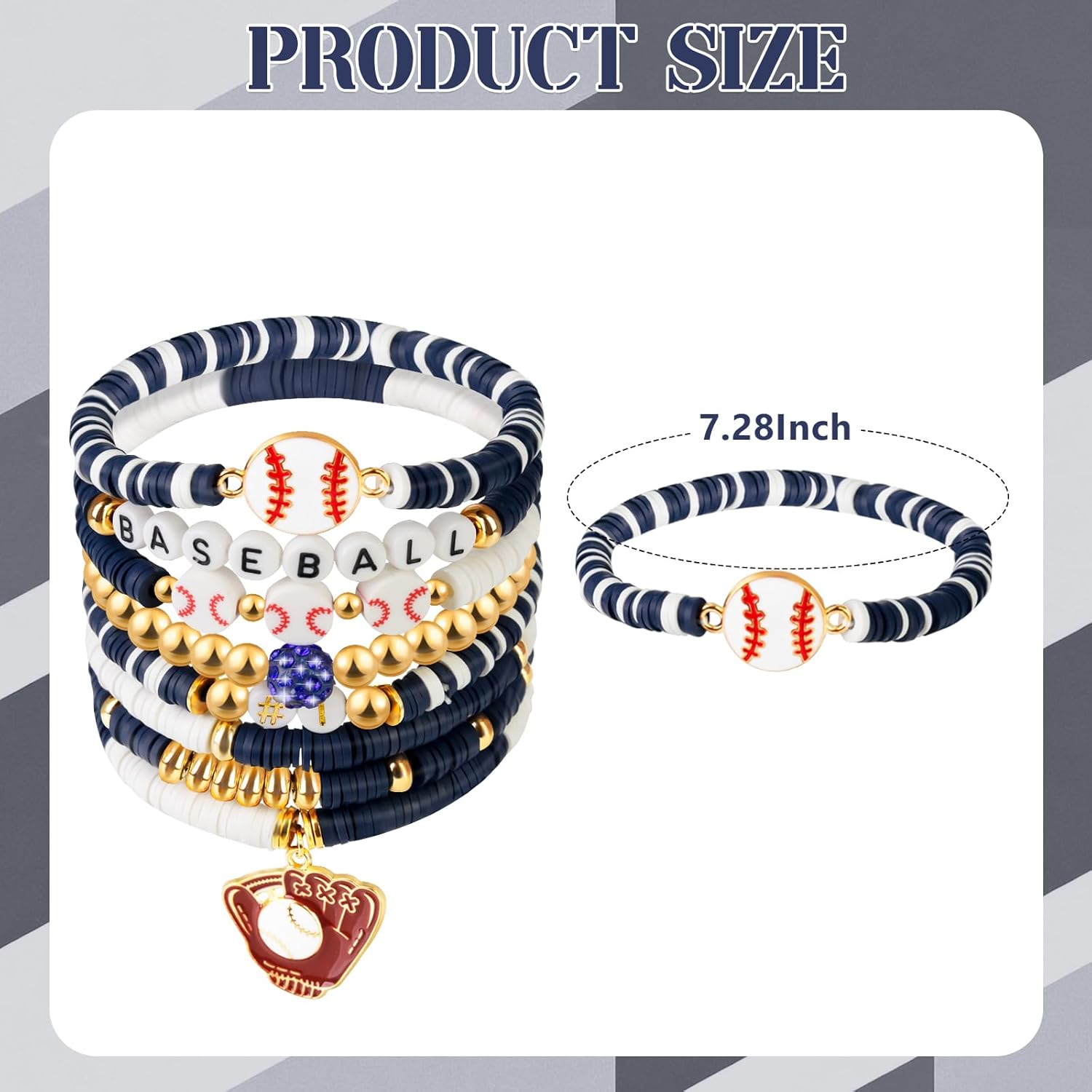 Baseball Clay Beaded Stretch Bracelets, Game Day Friendship Hypoallergenic Baseball Sport Fan Bracelet for for Sports Game Team Coach Mom Women Men Jewelry Accessories Gifts - Image 2