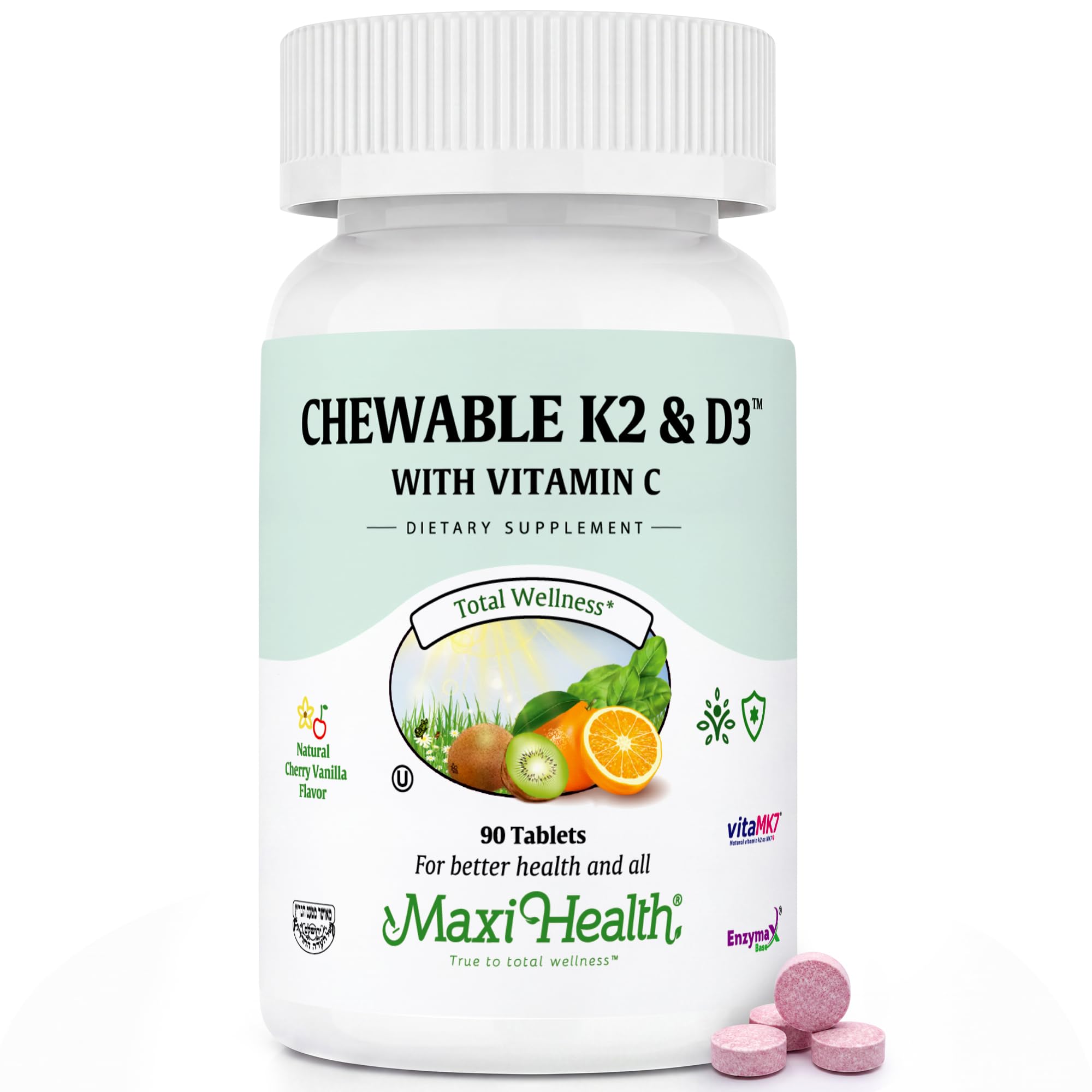Maxi Health® Vitamin D3 K2, 2000 IU D3 & 90 mcg K2 (90 Chewables)