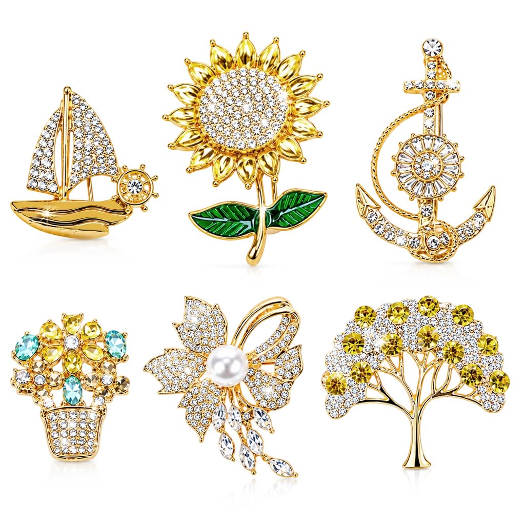 Womens Brooch Set Creative Vintage Pearl Lapel Pins Antique Brooch Suit for Clothing Coats Bags and Daily Styling-image-1