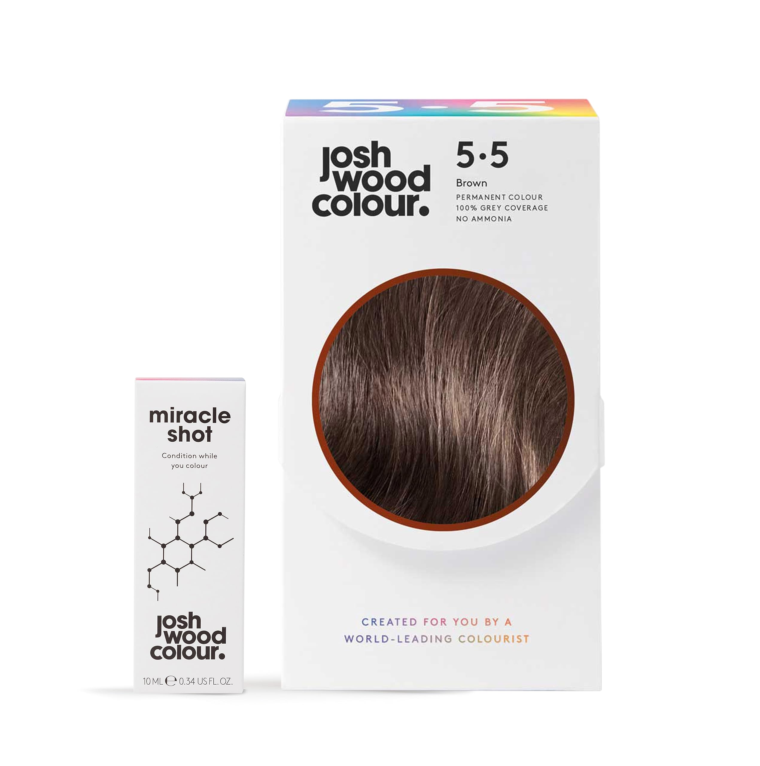 Josh Wood Colour Miracle Kit - Permanent Colour 5.5 and Miracle Shot,62% LESS BREAKAGE, 2.7 TIMES STRONGER HAIR, 38% LESS COLOUR FADE, Covers 100% of grey, Ammonia free
