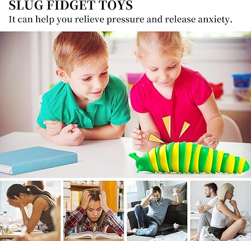 Miniatura 6 de Juguete sensorial con diseño de babosas articuladas flexibles y con estampado 3D, divertido juguete sensorial para el autismo, alivio de la ansiedad