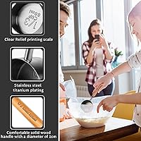 Vista 3 de Taza medidora con mango de madera, 1 taza de titanio 8.5 fl oz acero inoxidable, gris espacial