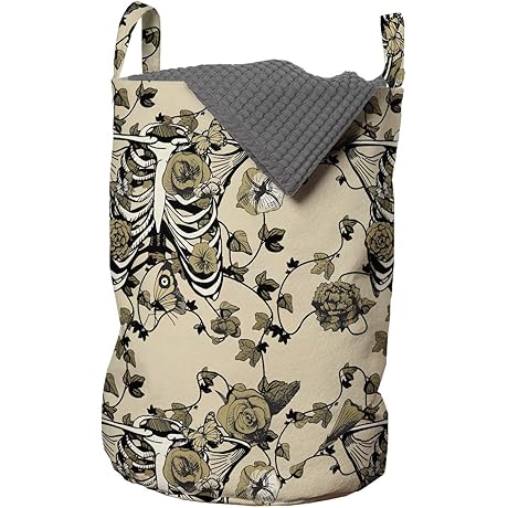 Gothic Laundry Bag with Chest Bones Ribcage and Mystical Patterns
